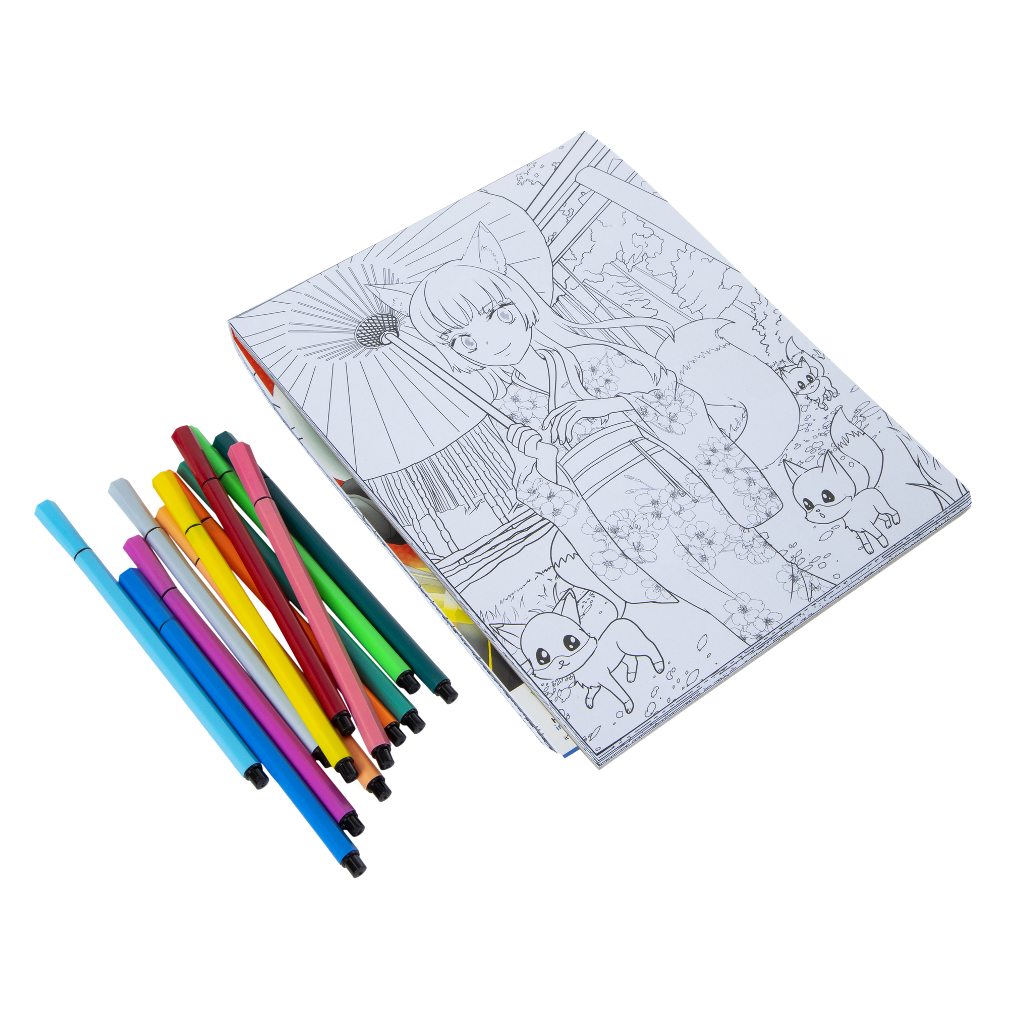 kaleidoscope manga dreams coloring book & markers kit