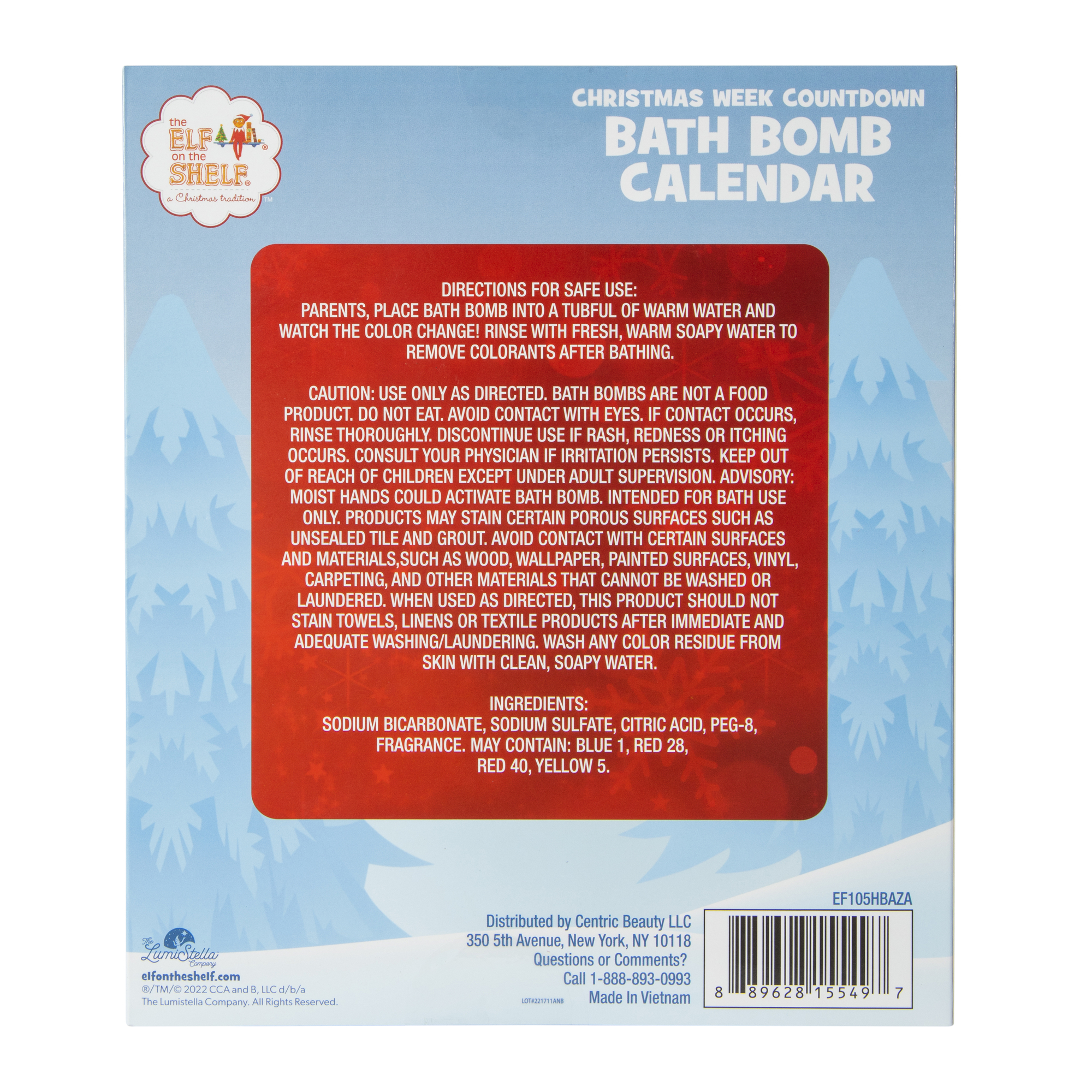 elf on the shelf® christmas week countdown bath bomb advent calendar 7-count