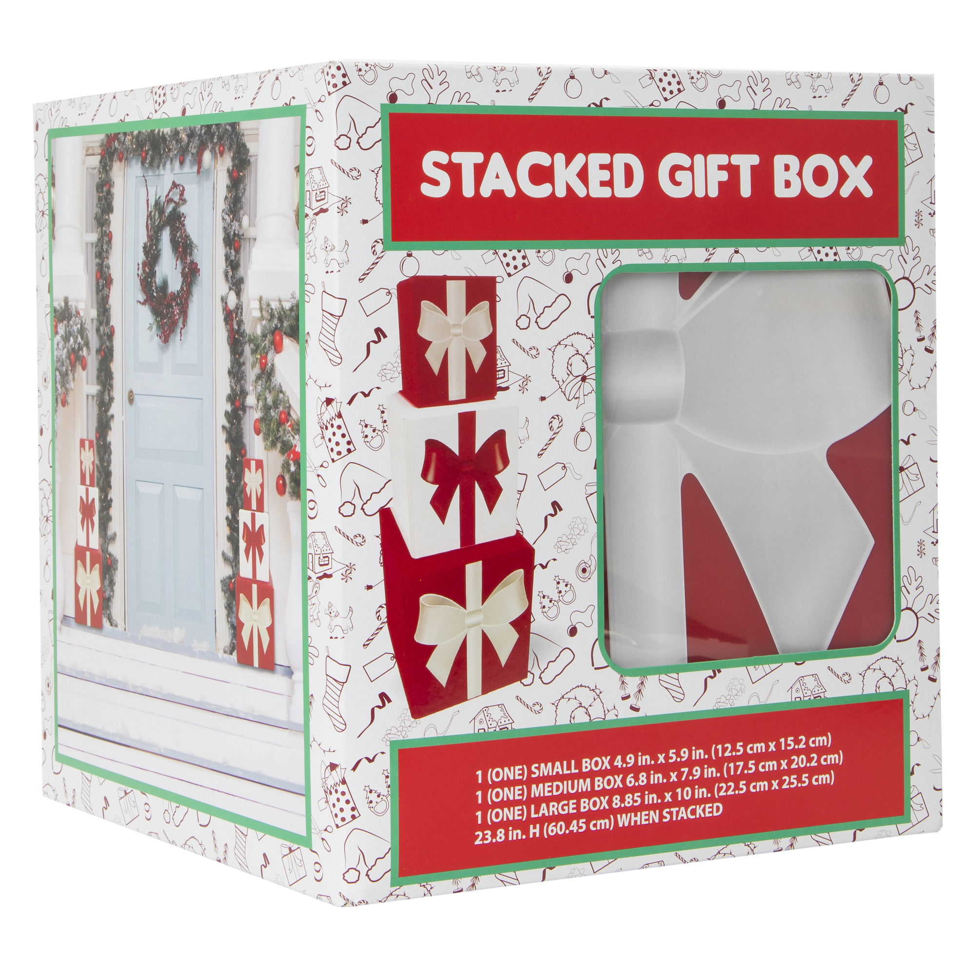 stacked gift box holiday decor 23.8in