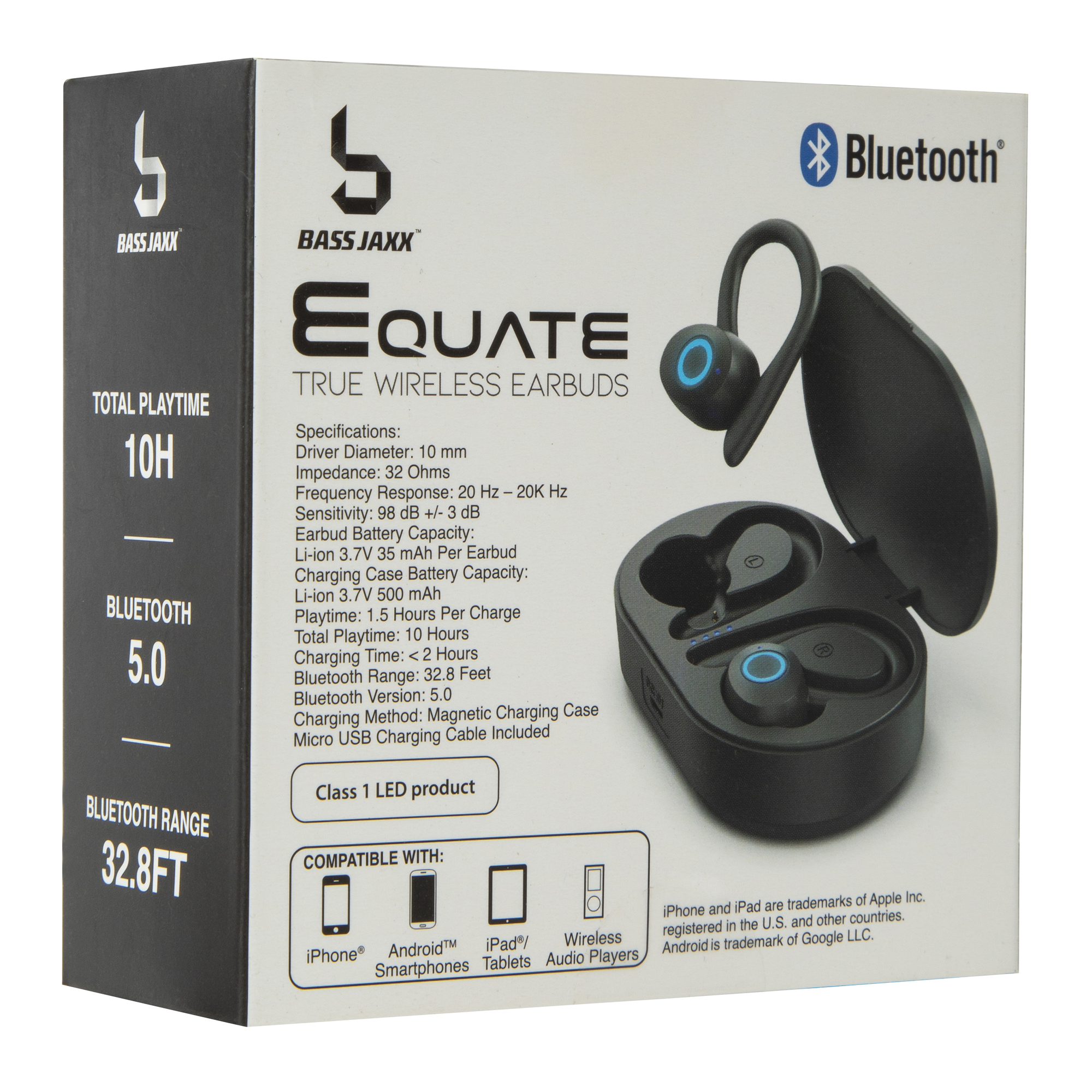 bluetooth® sport hook earbuds with microphone & water resistant case