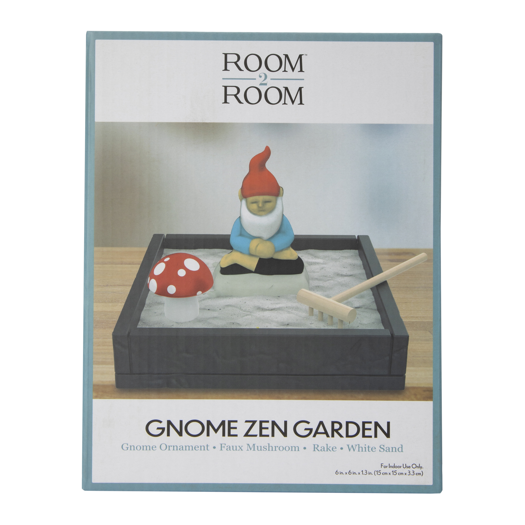 gnome & mushroom zen garden 6in x 6in
