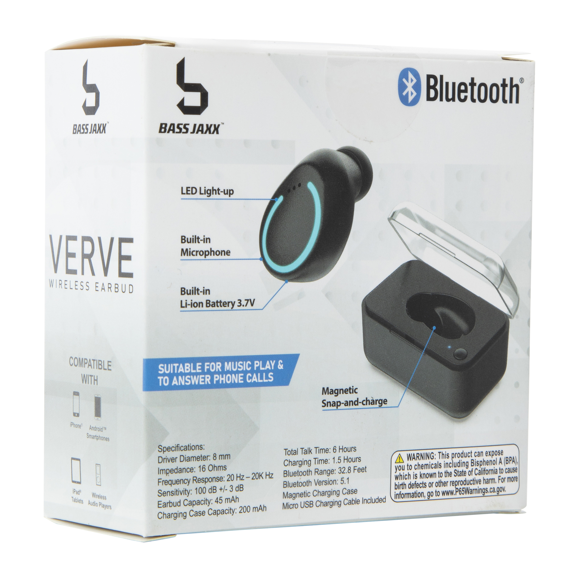 verve bluetooth® mono wireless earbud with microphone