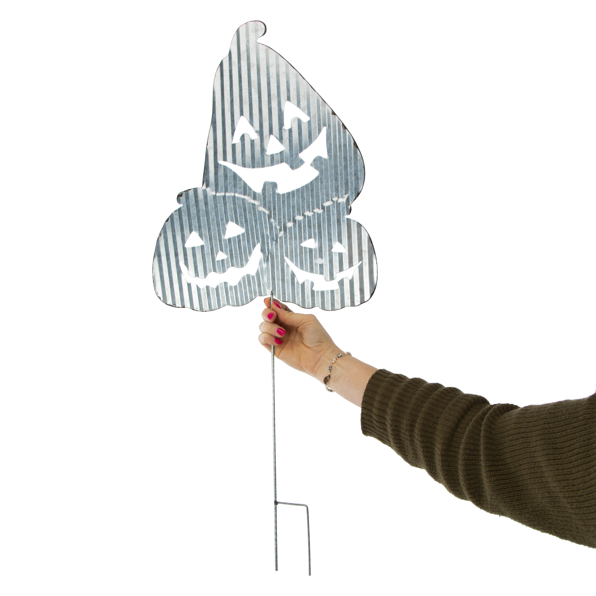 Stacked Pumpkin Metal Lawn Stake 31.5in