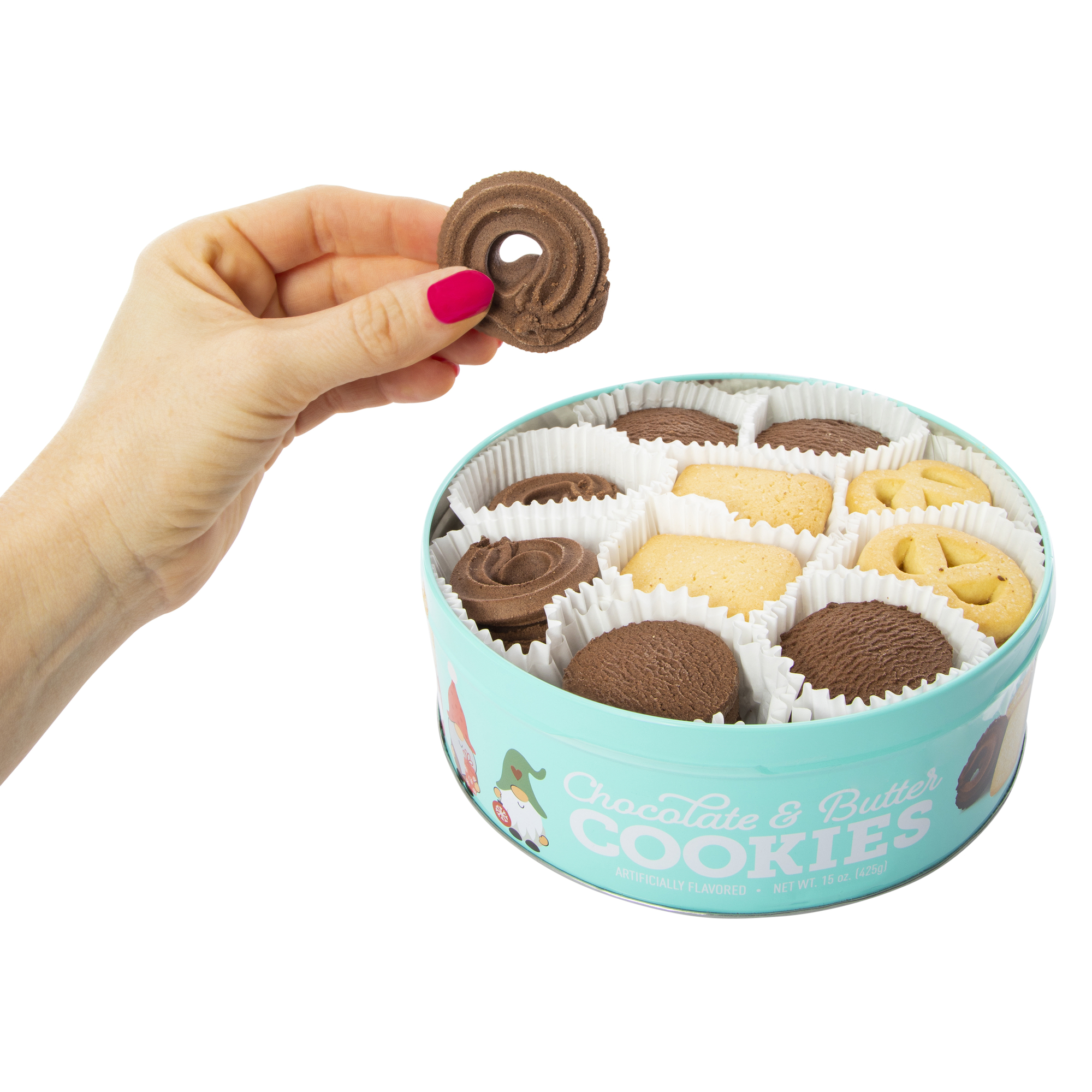 christmas chocolate & butter cookies tin 15oz