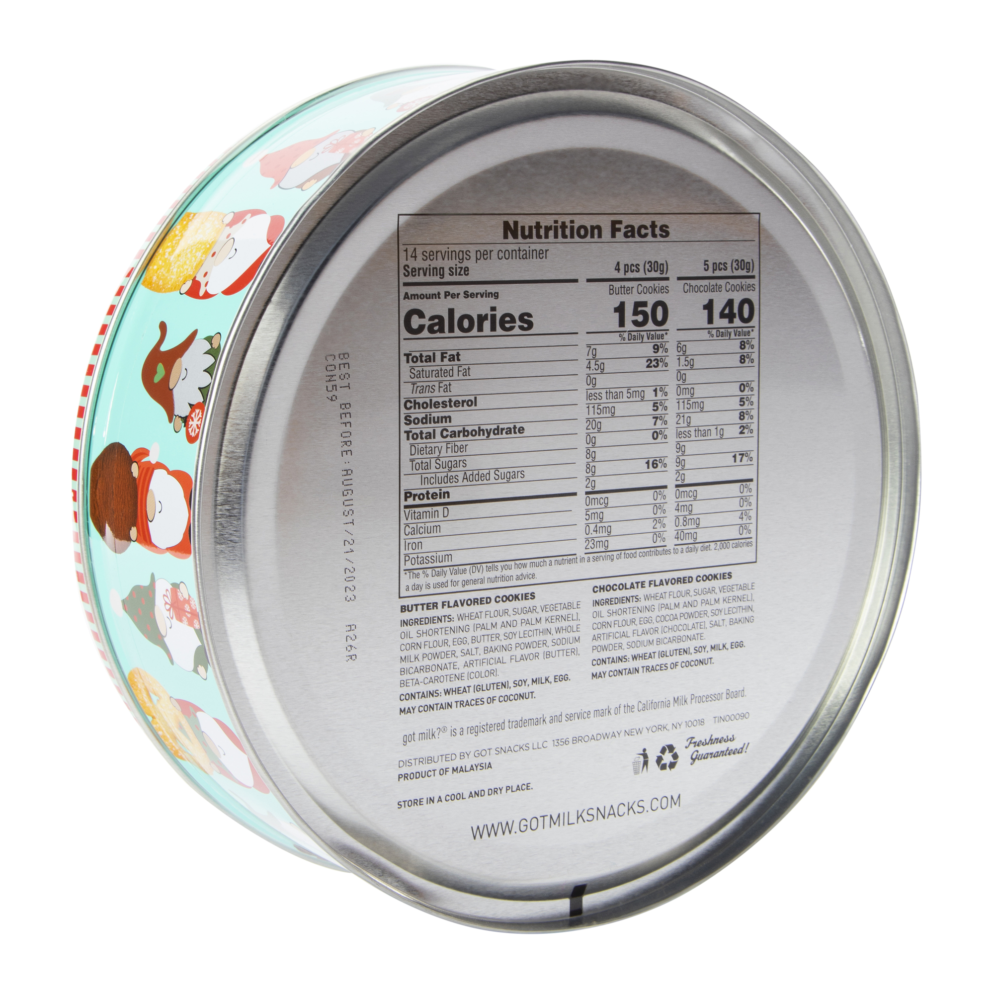 christmas chocolate & butter cookies tin 15oz