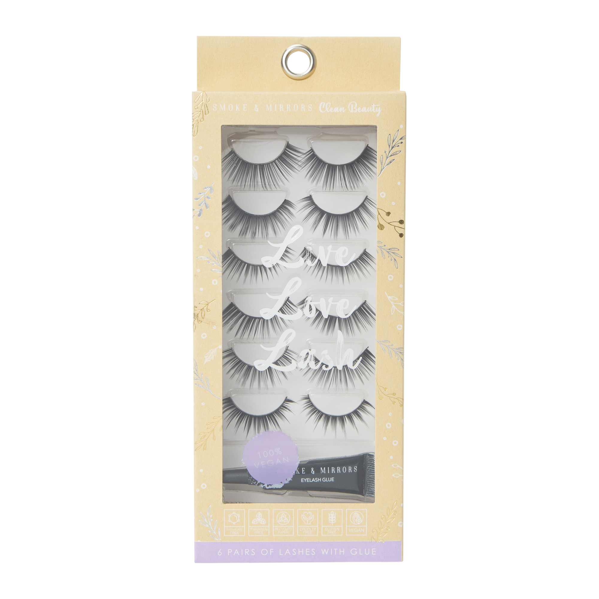 smoke & mirrors false eyelashes & glue set 6-pairs