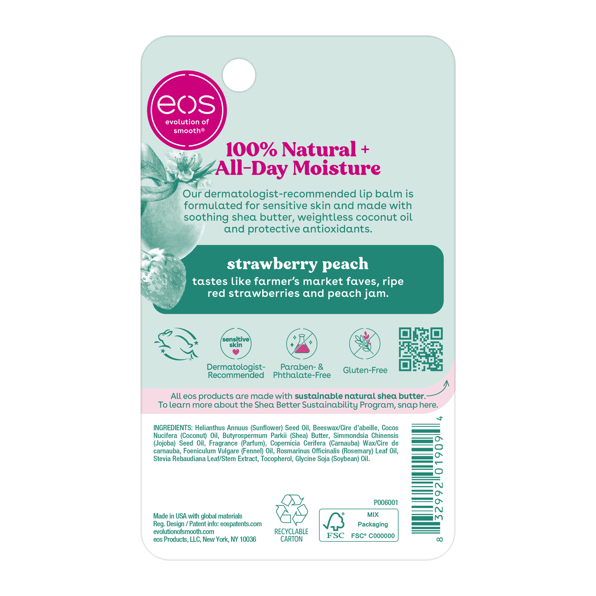 Eos® Strawberry Peach Super Soft Shea Lip Balm 0.14oz