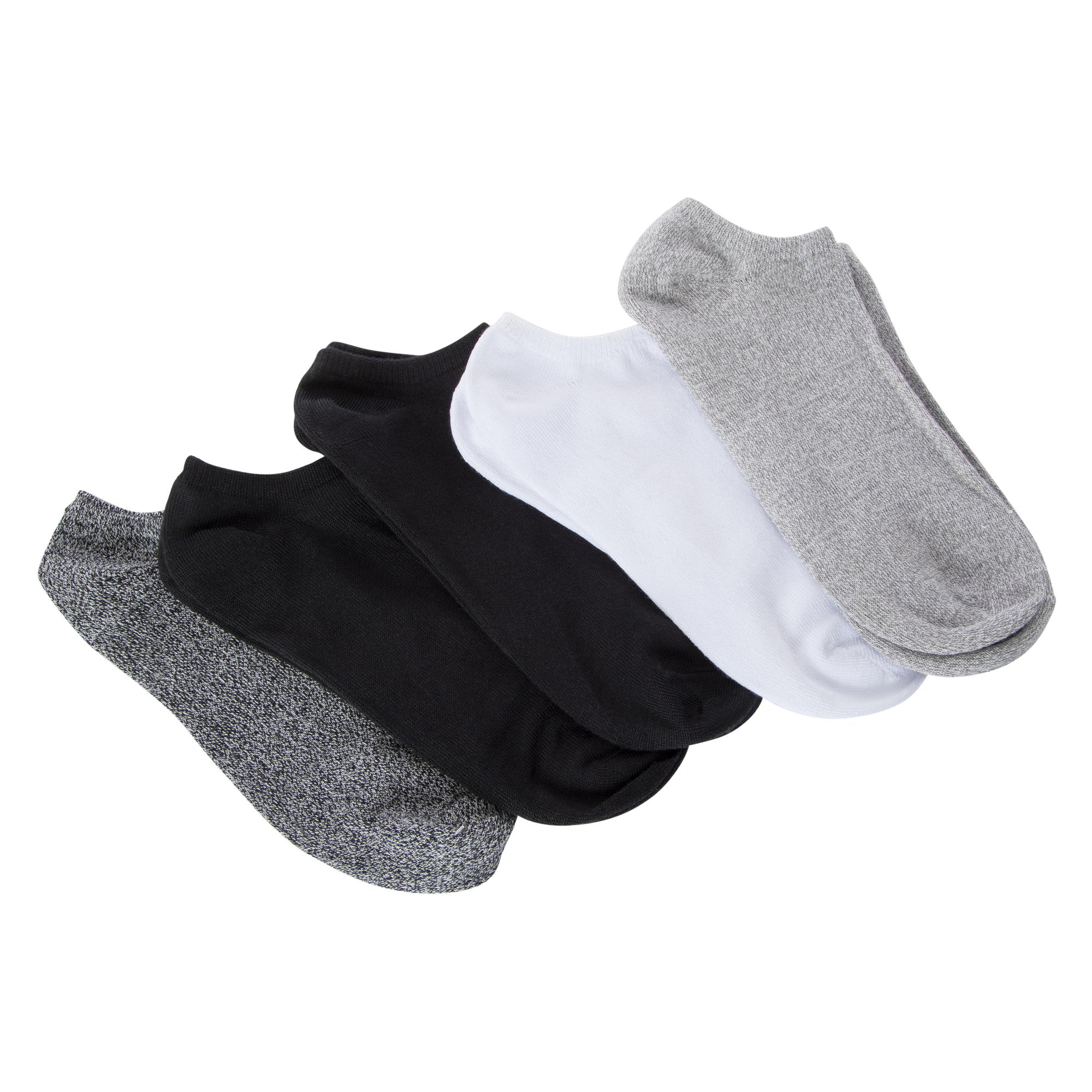 ladies marled soft ankle socks 5-pack, gray, black, white