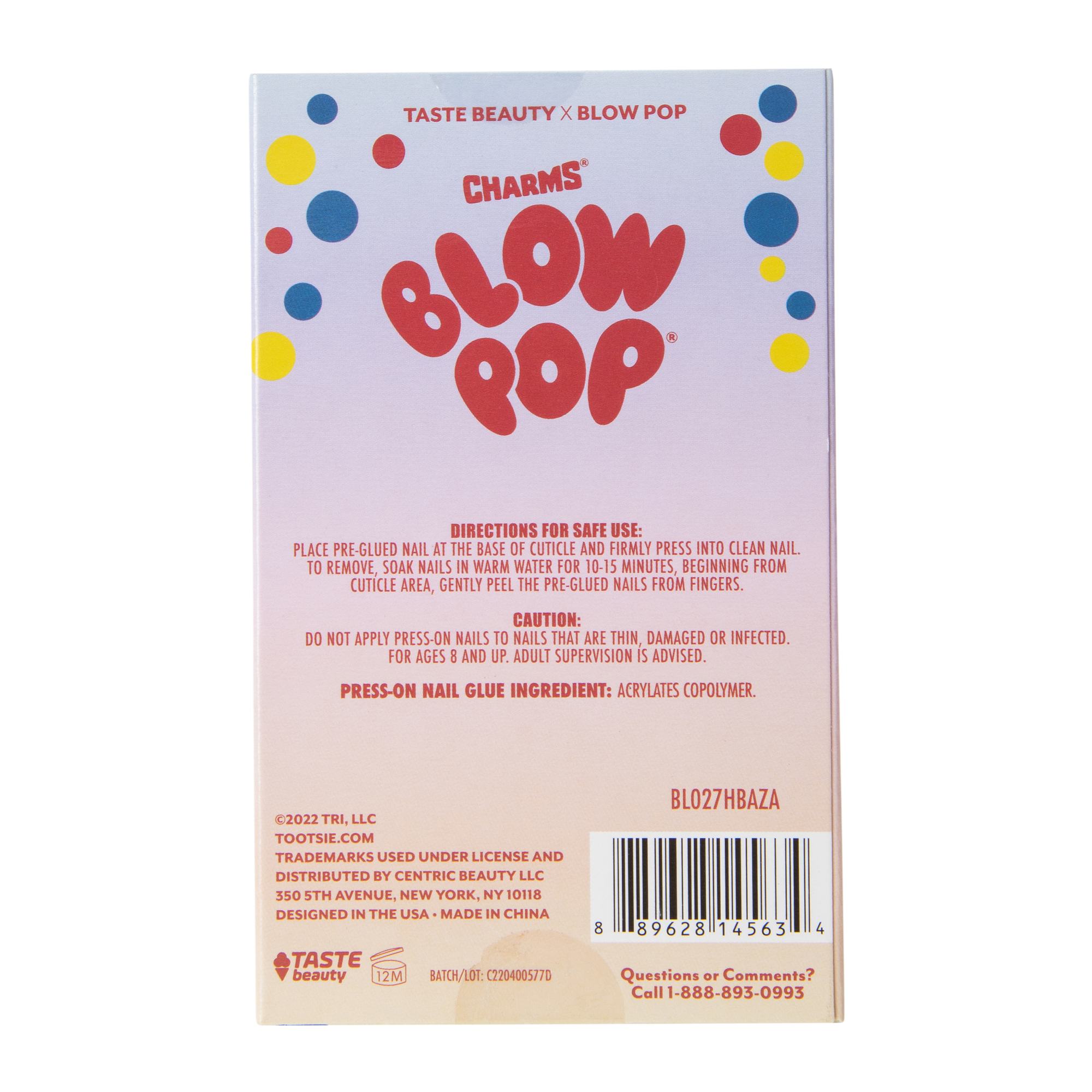charms® blow pop® press on nails 24-piece set
