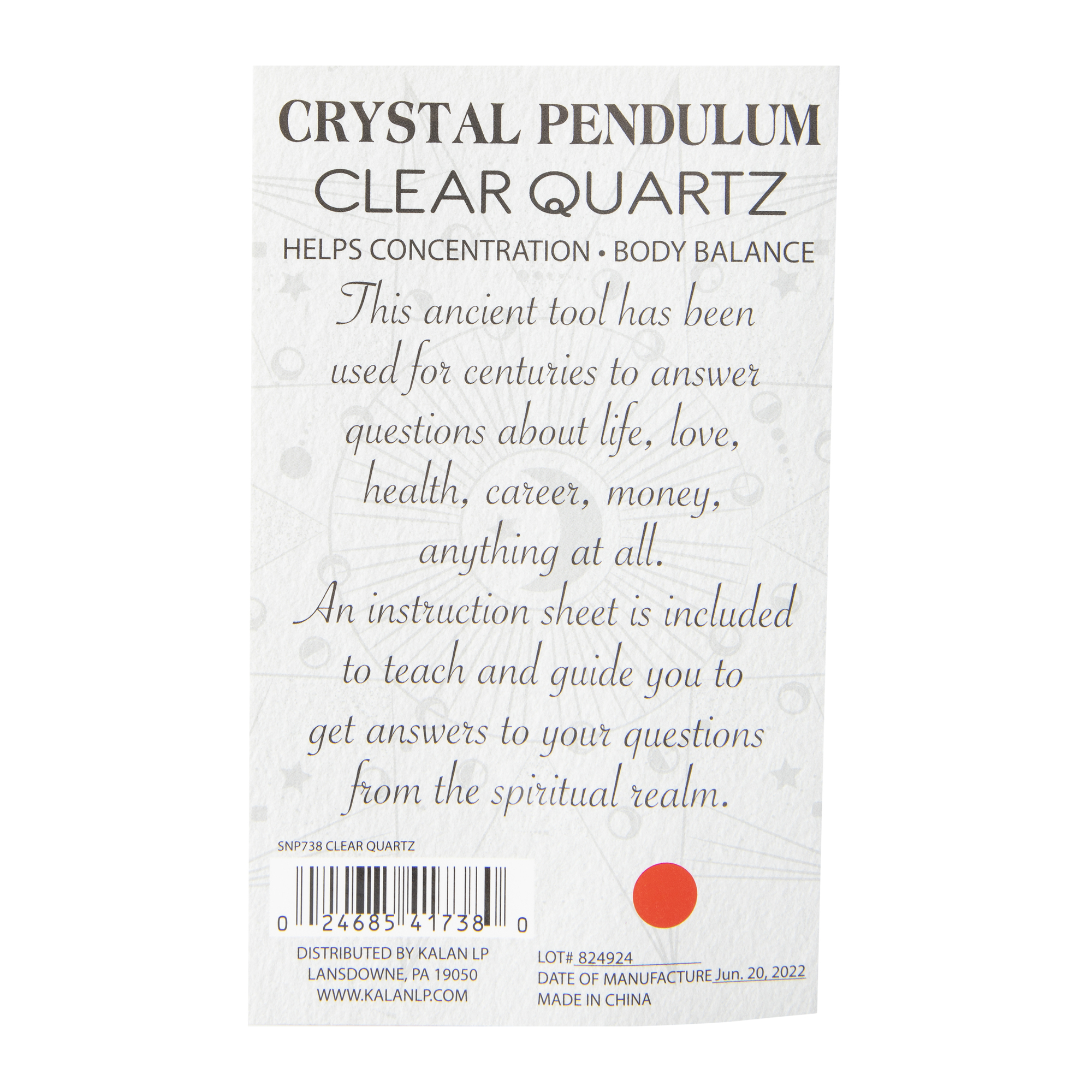 Healing Crystal Pendulum - Clear Quartz