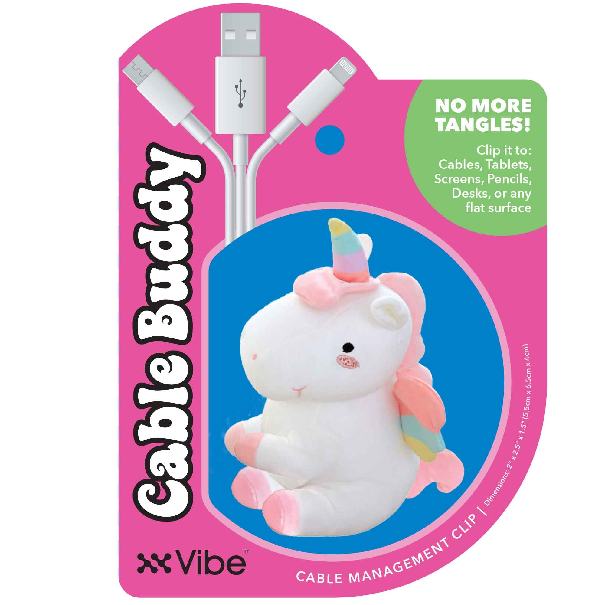 Plush Cable Buddy Cable Management Clip - Unicorn