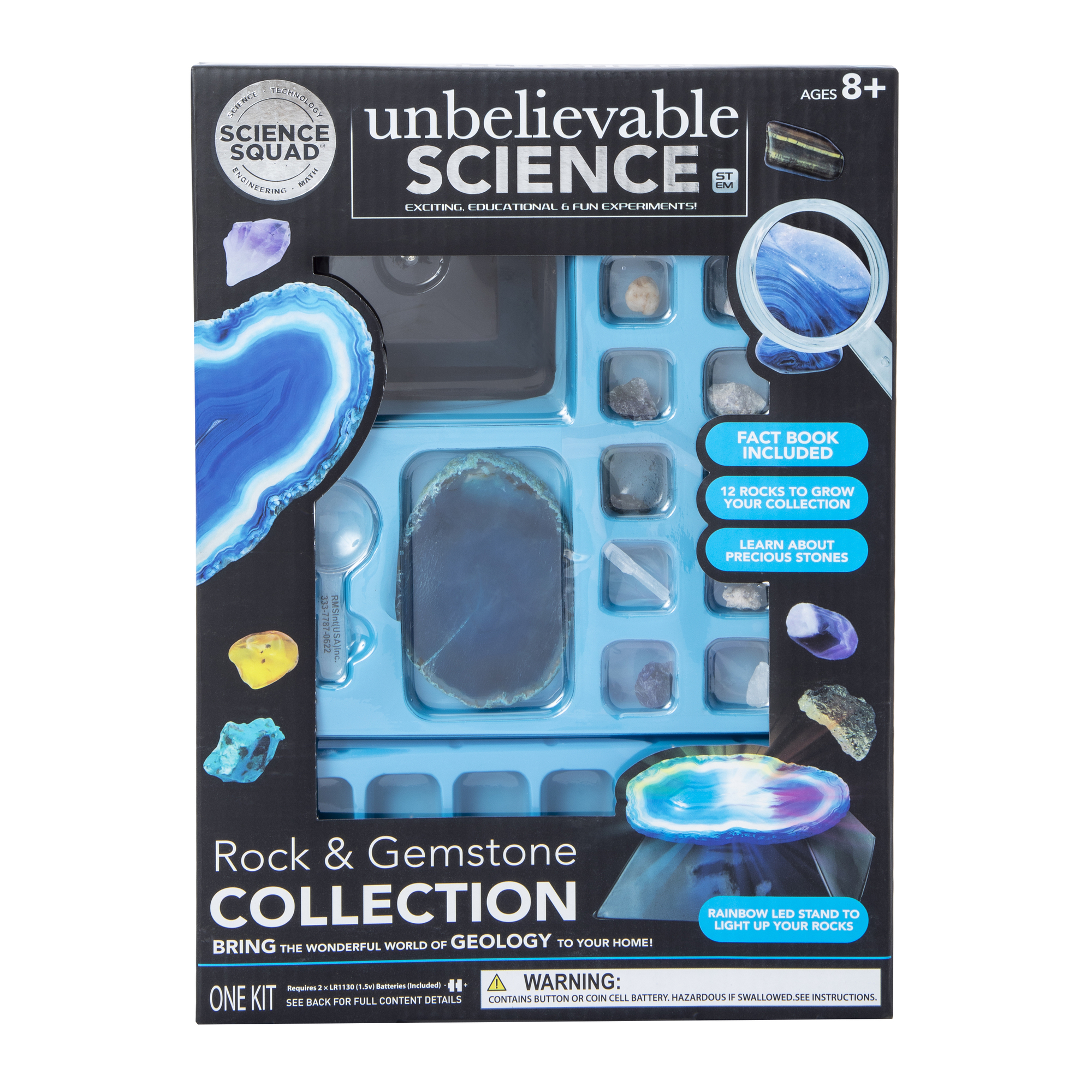 100 Rare Rocks & Minerals Collection Kit - Educational Geology Specimens In Wooden Box