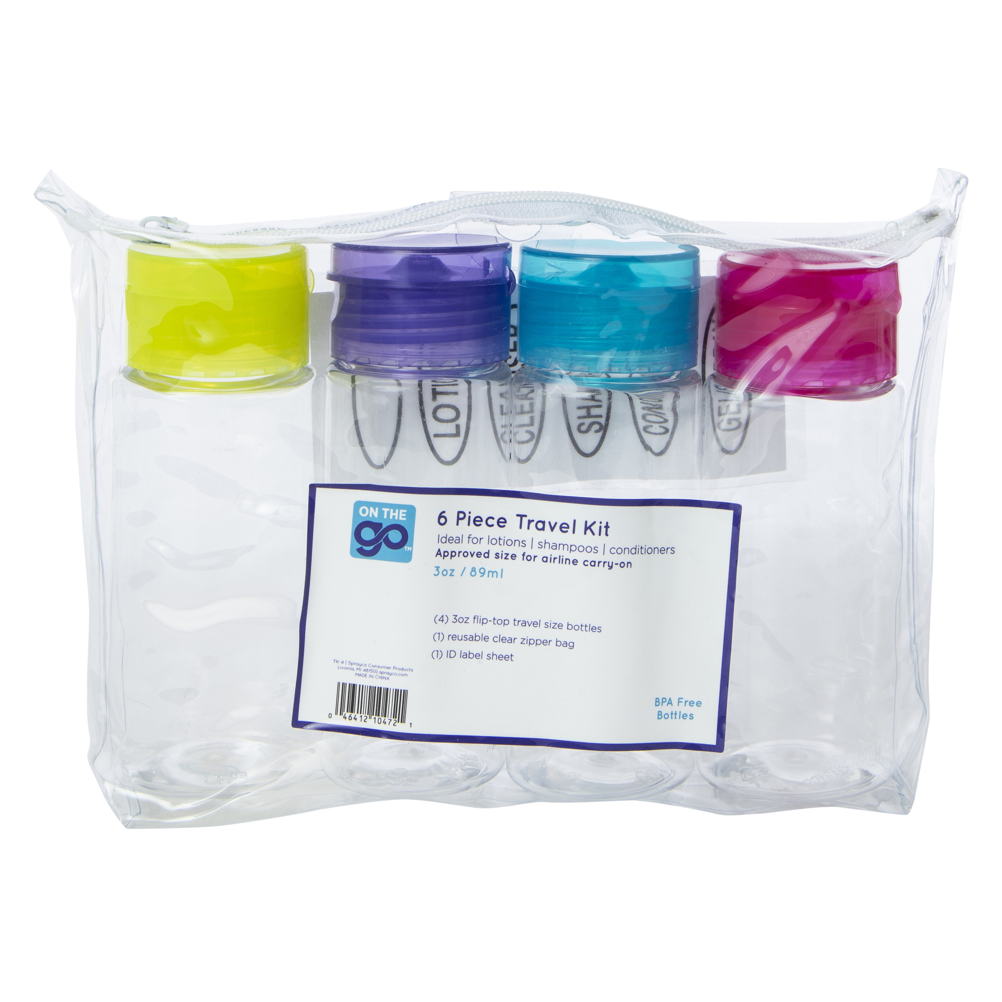 3oz travel bottles w/ labels 6-piece set | Five Below