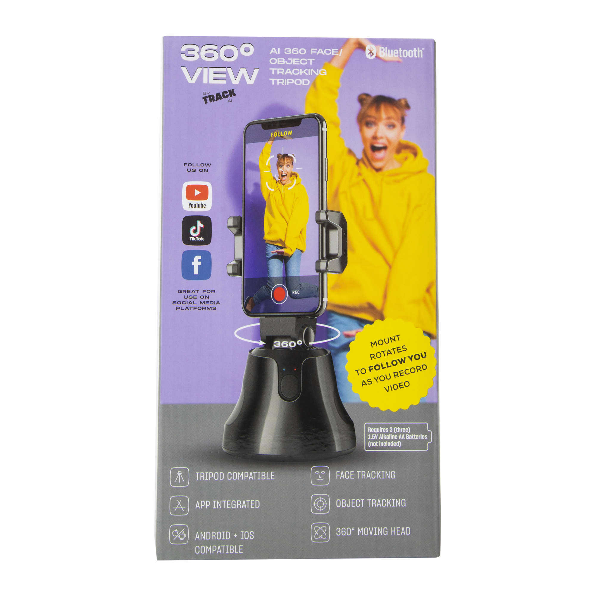 bluetooth® AI 360-degree tracking tripod