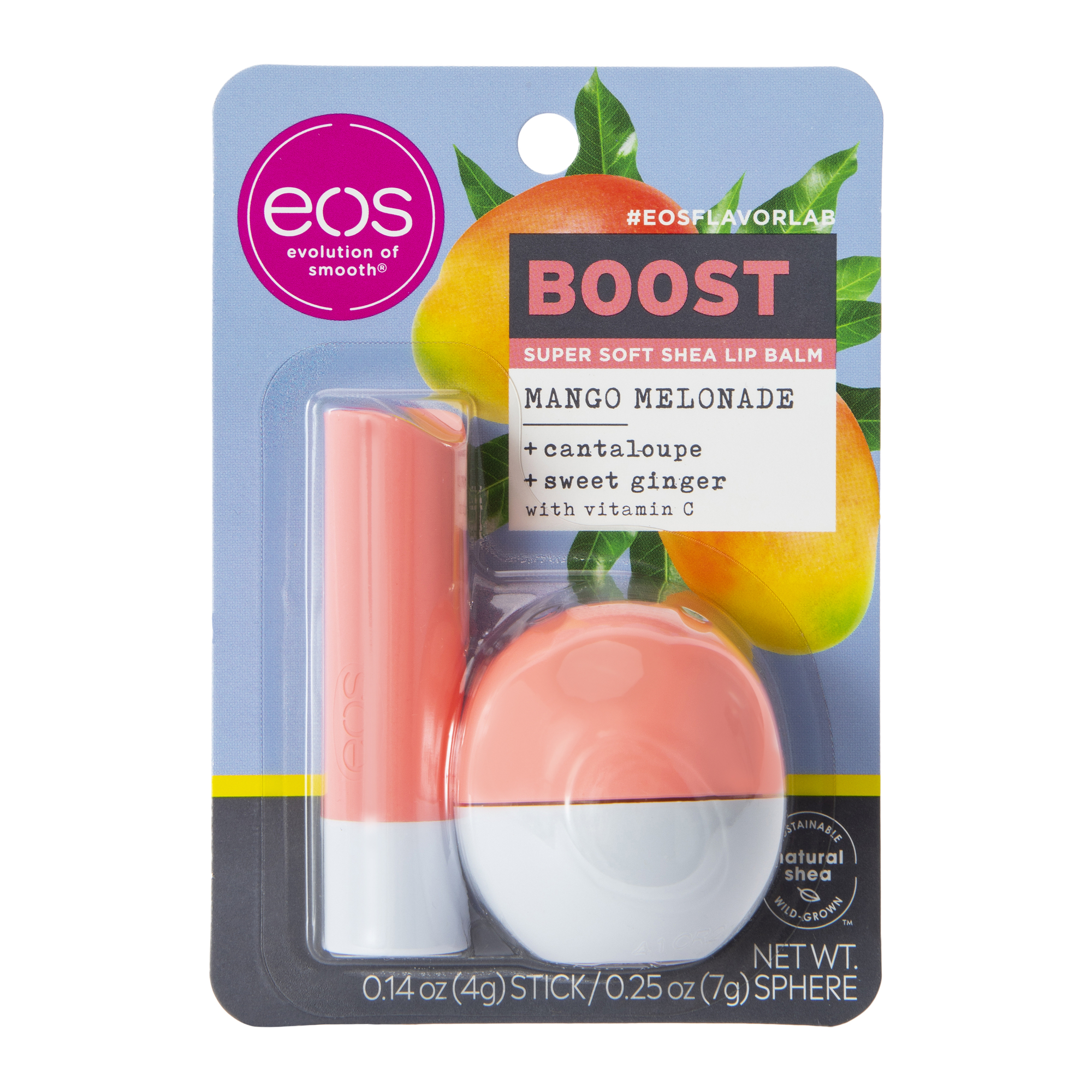 eos® mango melonade lip balm sphere & stick 2-pack