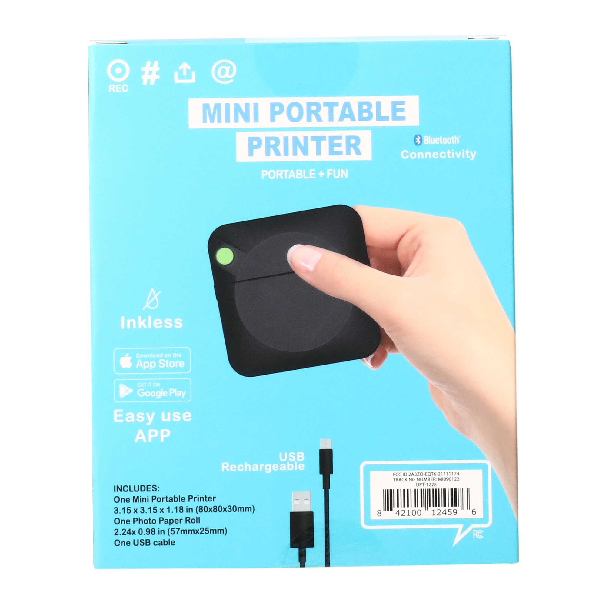 Mini Bluetooth® Portable Inkless Printer 3.15in x