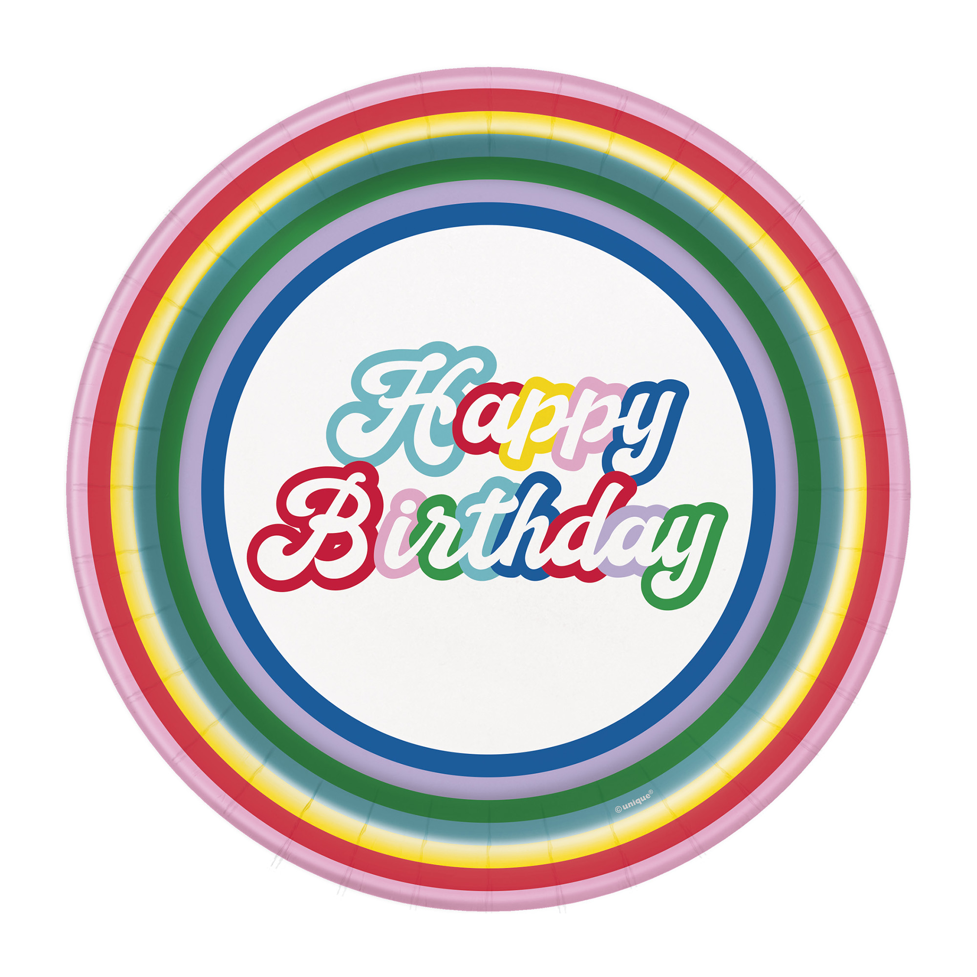 7in 'happy birthday' rainbow pop paper dessert plates 8-count