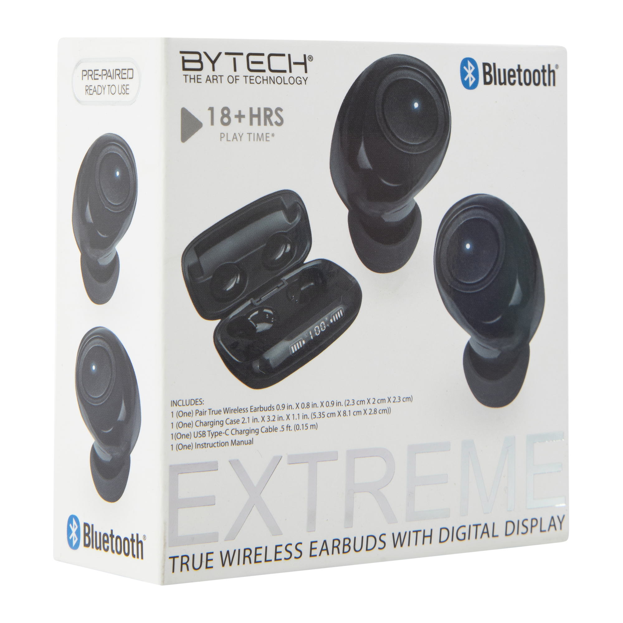 extreme bluetooth® earbuds with mic & digital display