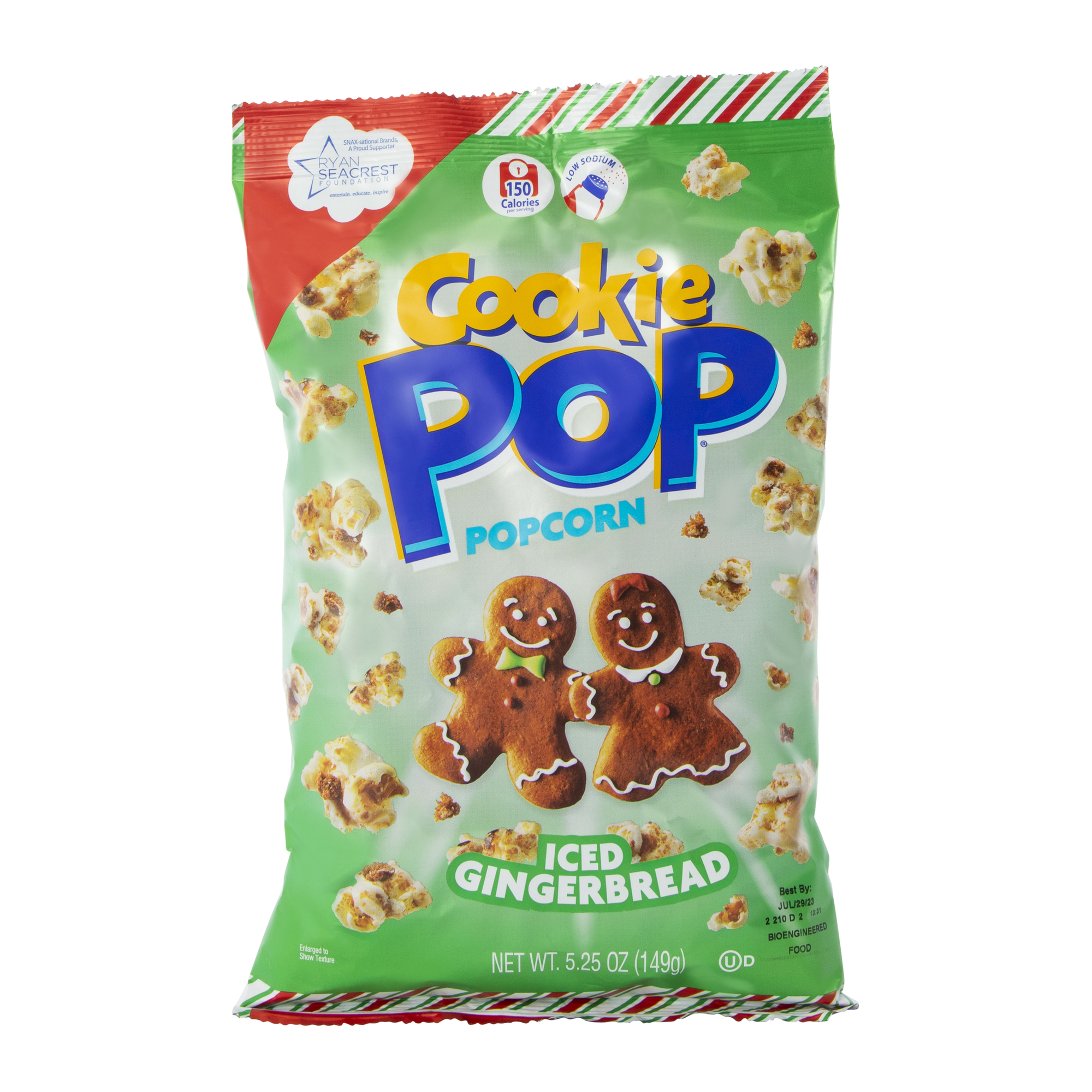 cookie pop® gingerbread & white icing popcorn 5.25oz