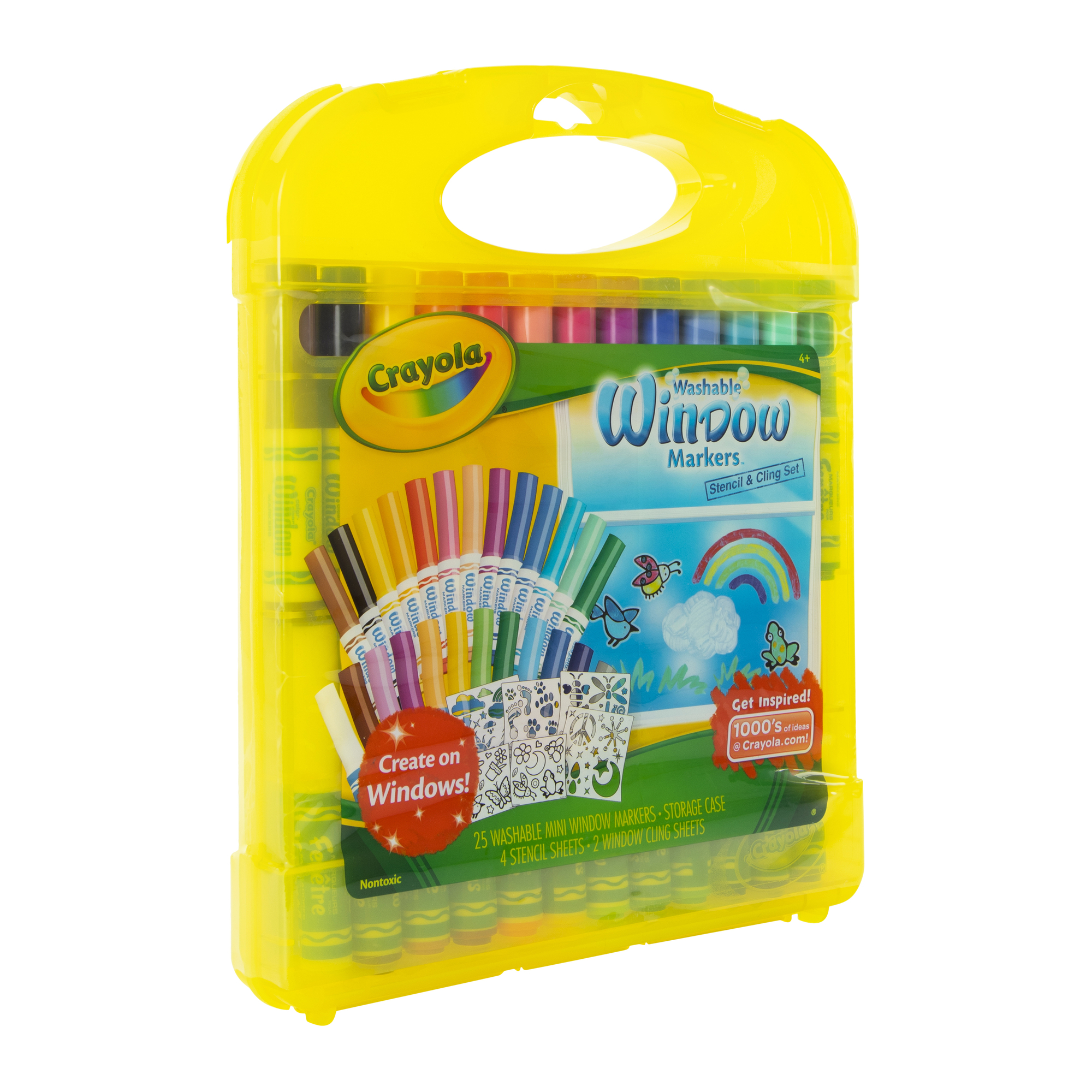 crayola® washable window markers stencil & cling set 32-piece
