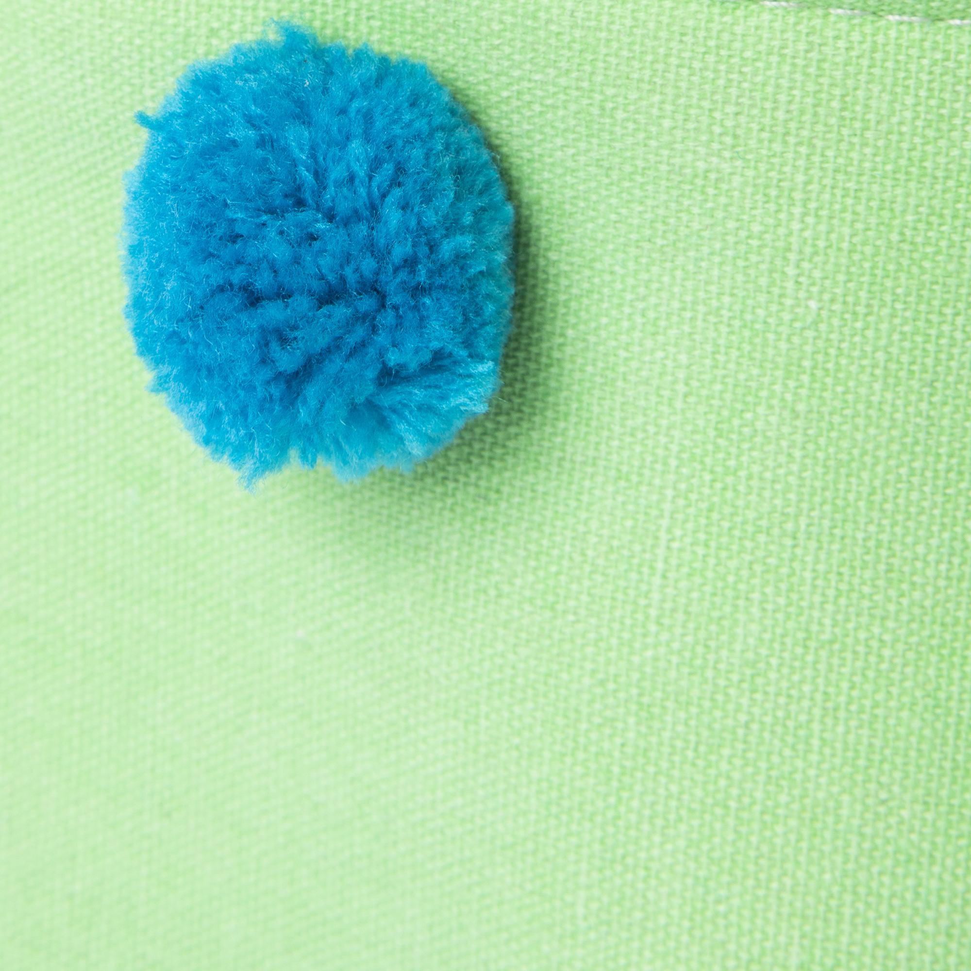 fabric easter basket with pom poms 9in x 6.3in