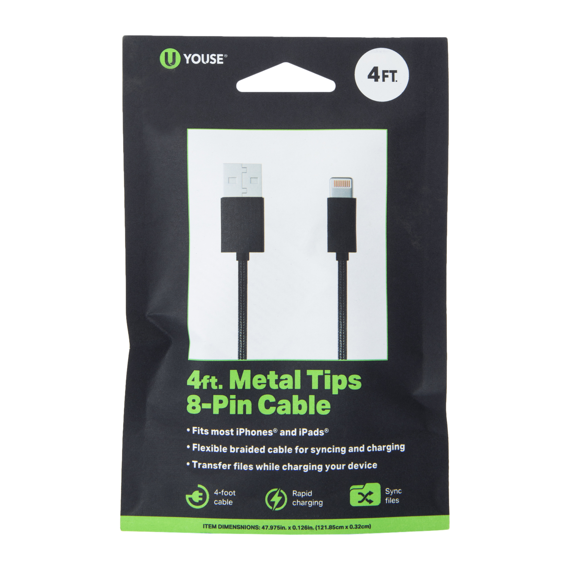 4ft braided 8-pin charging cable