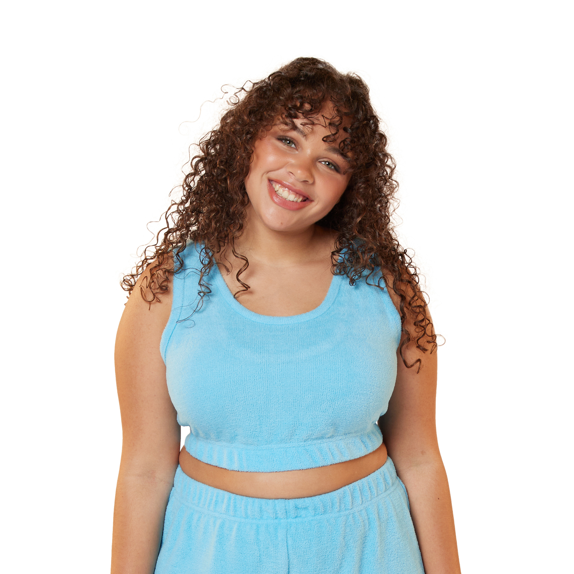 juniors blue chenille bralette lounge top