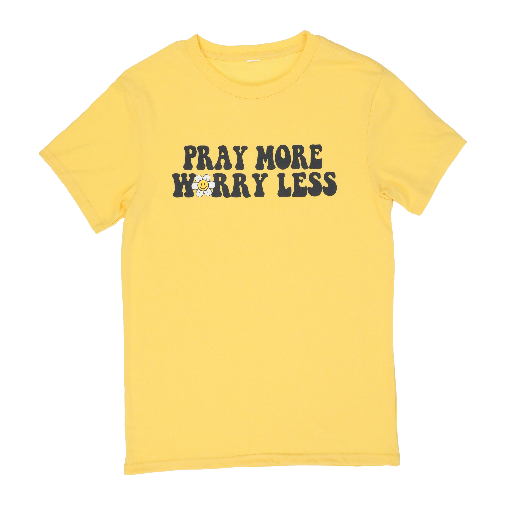 'pray more, worry less' graphic tee