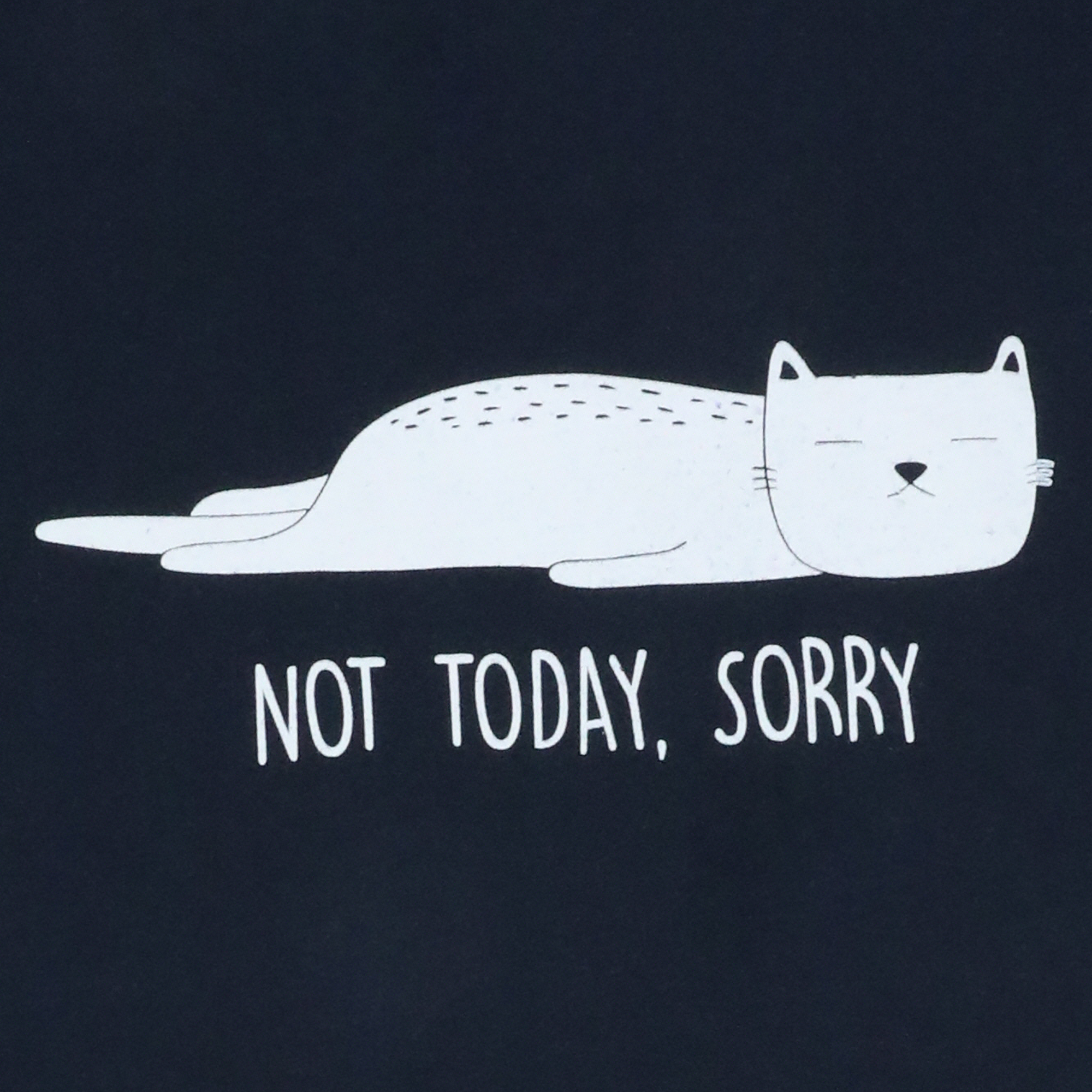 'not today. sorry' sleepy cat graphic tee