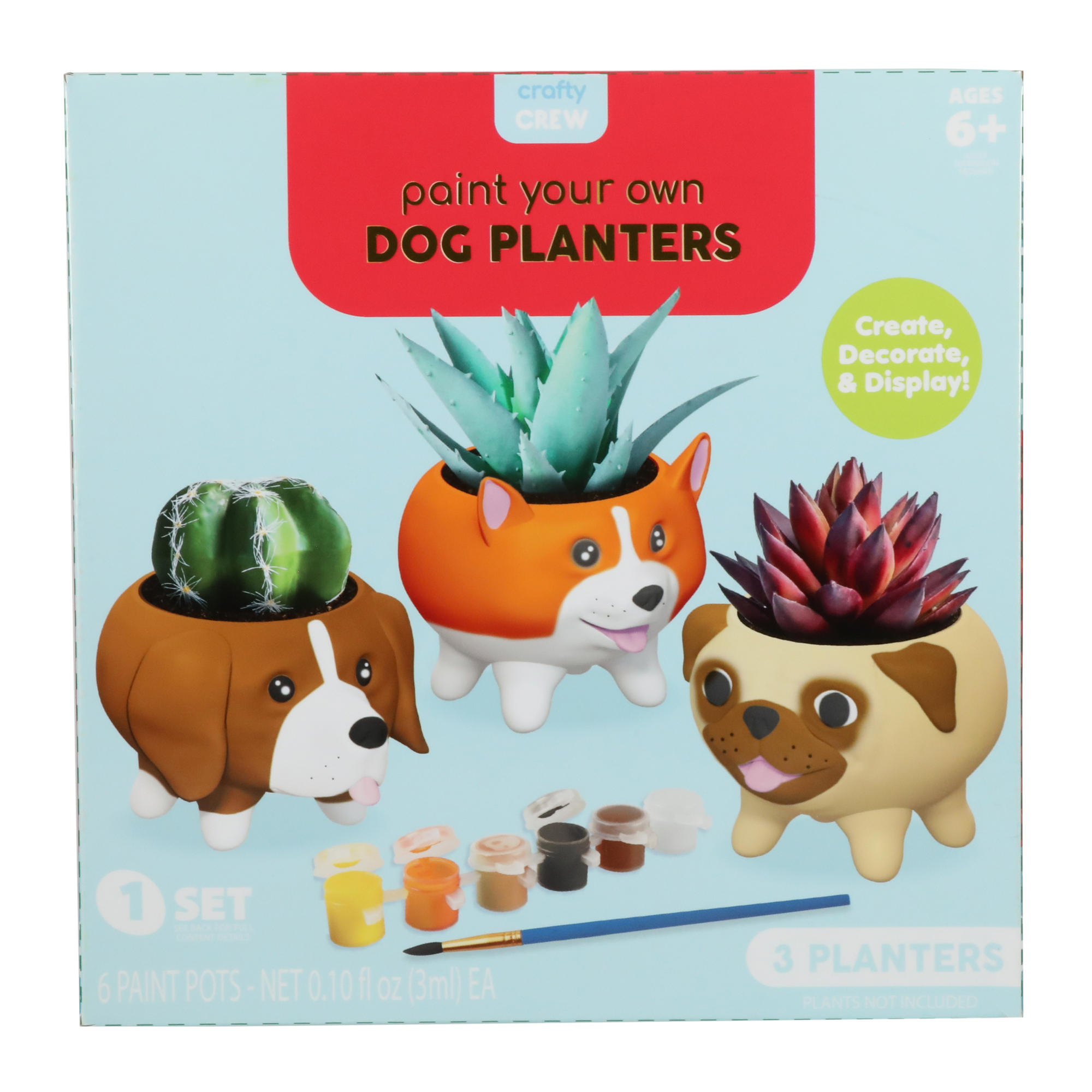 paint your own dog shaped planters set 3-count