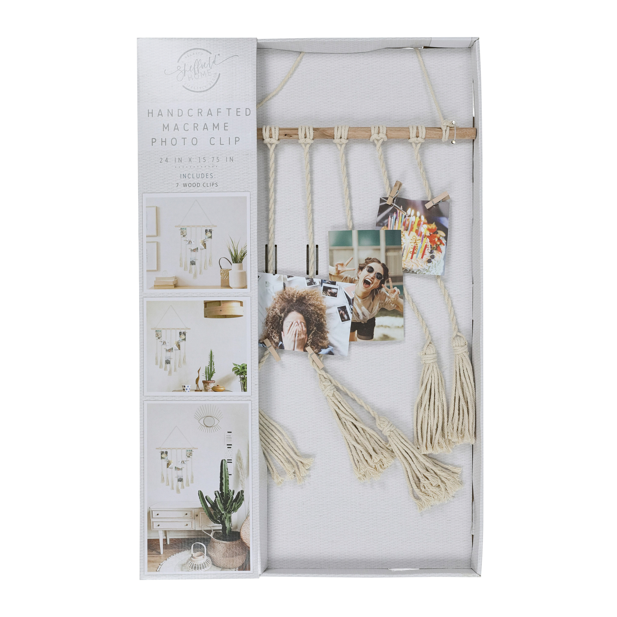 handcrafted macrame clip photo hanger