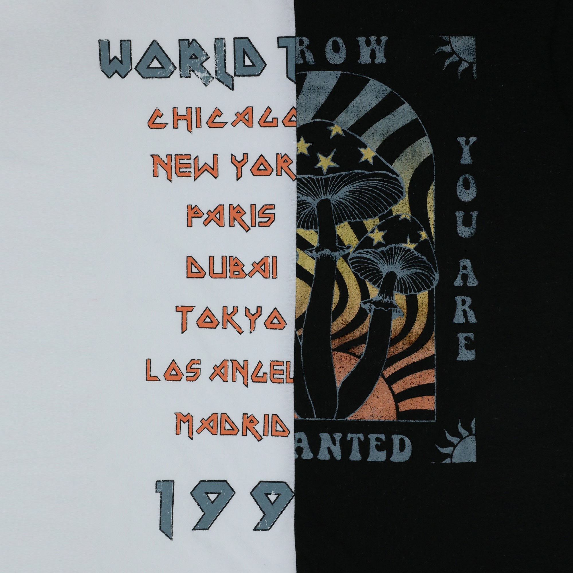 world tour & mushroom split graphic tee