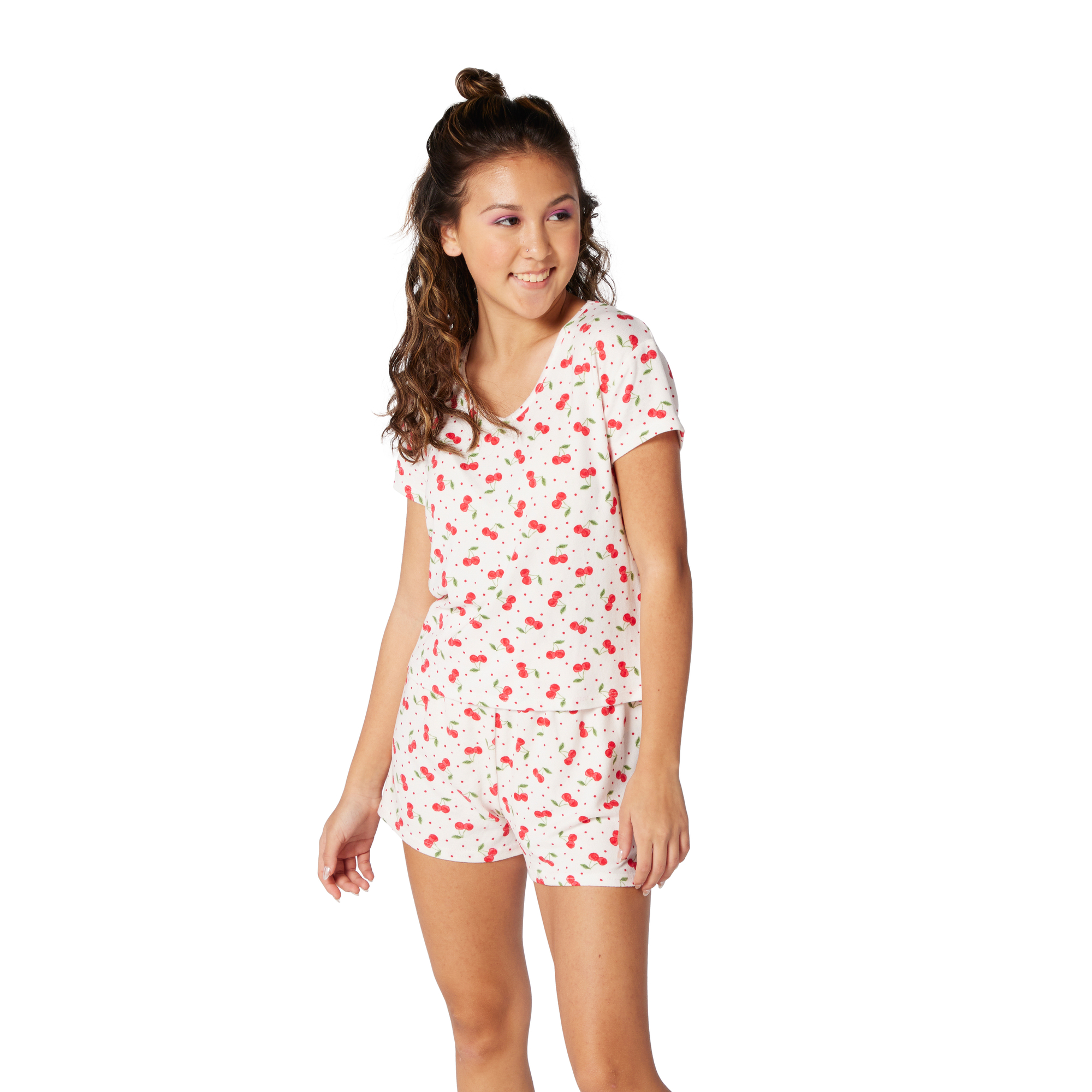 cherry print lounge shorts