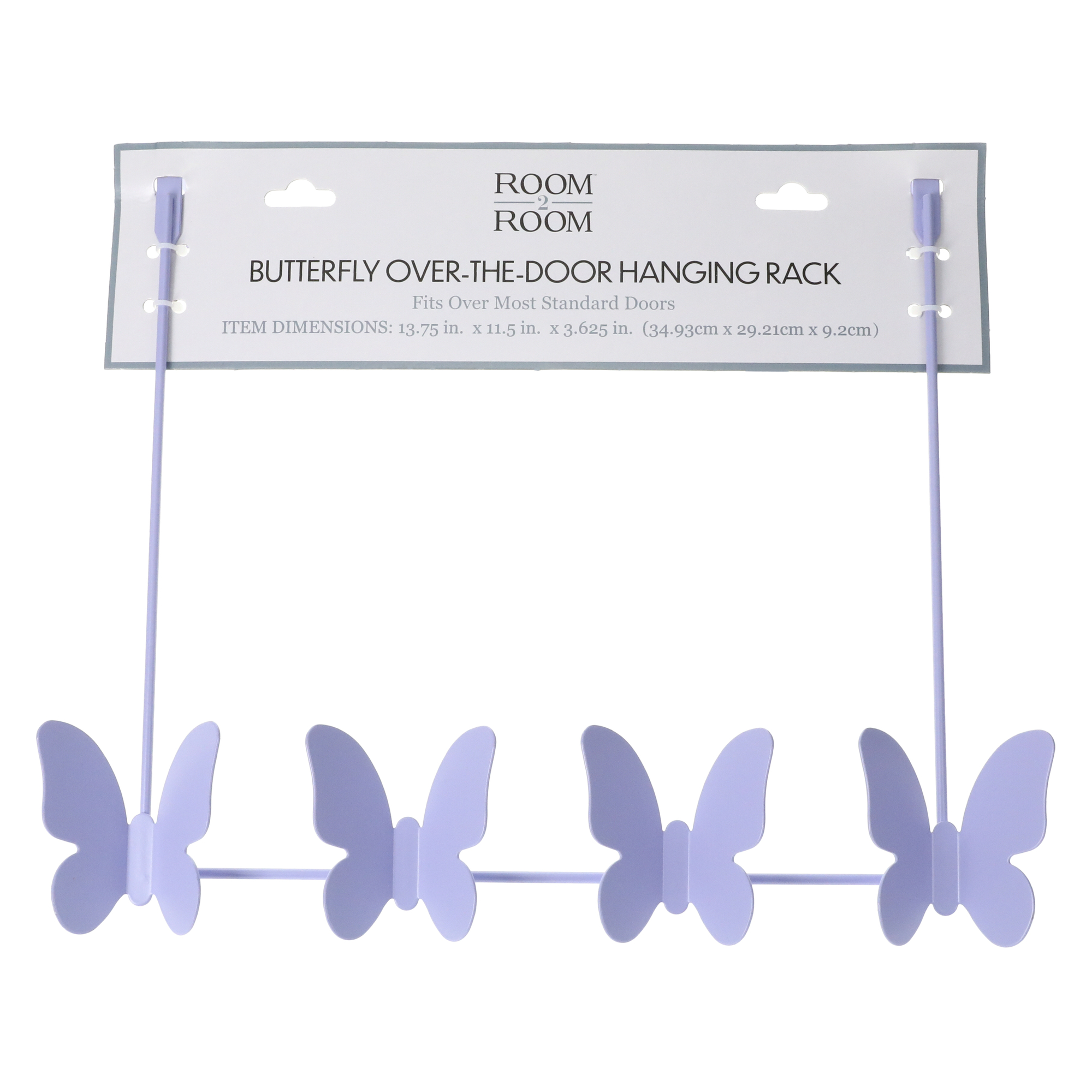 over-the-door hanging butterfly hook rack 13in x 12in