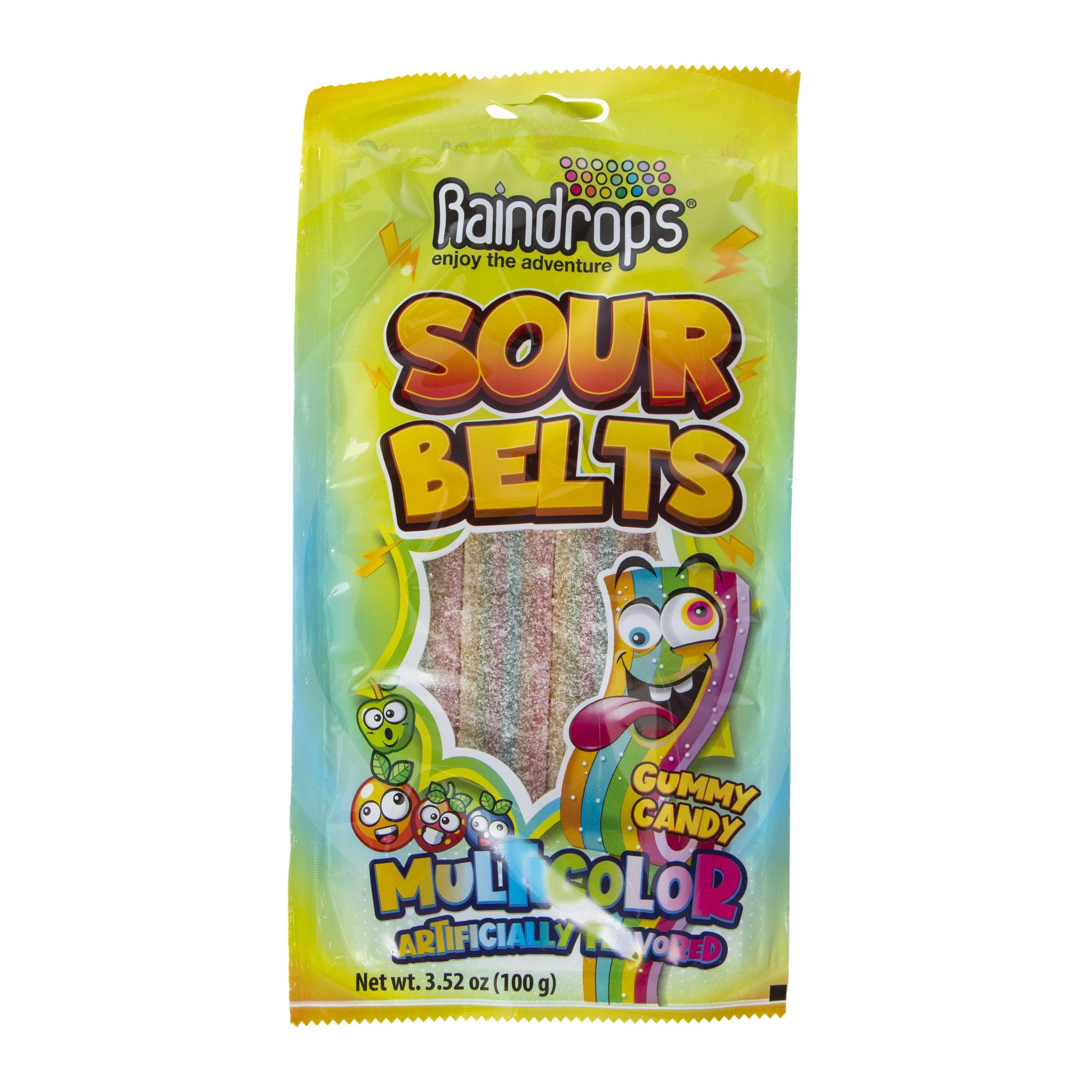 raindrops® sour belts multicolor gummy candy 3.52oz