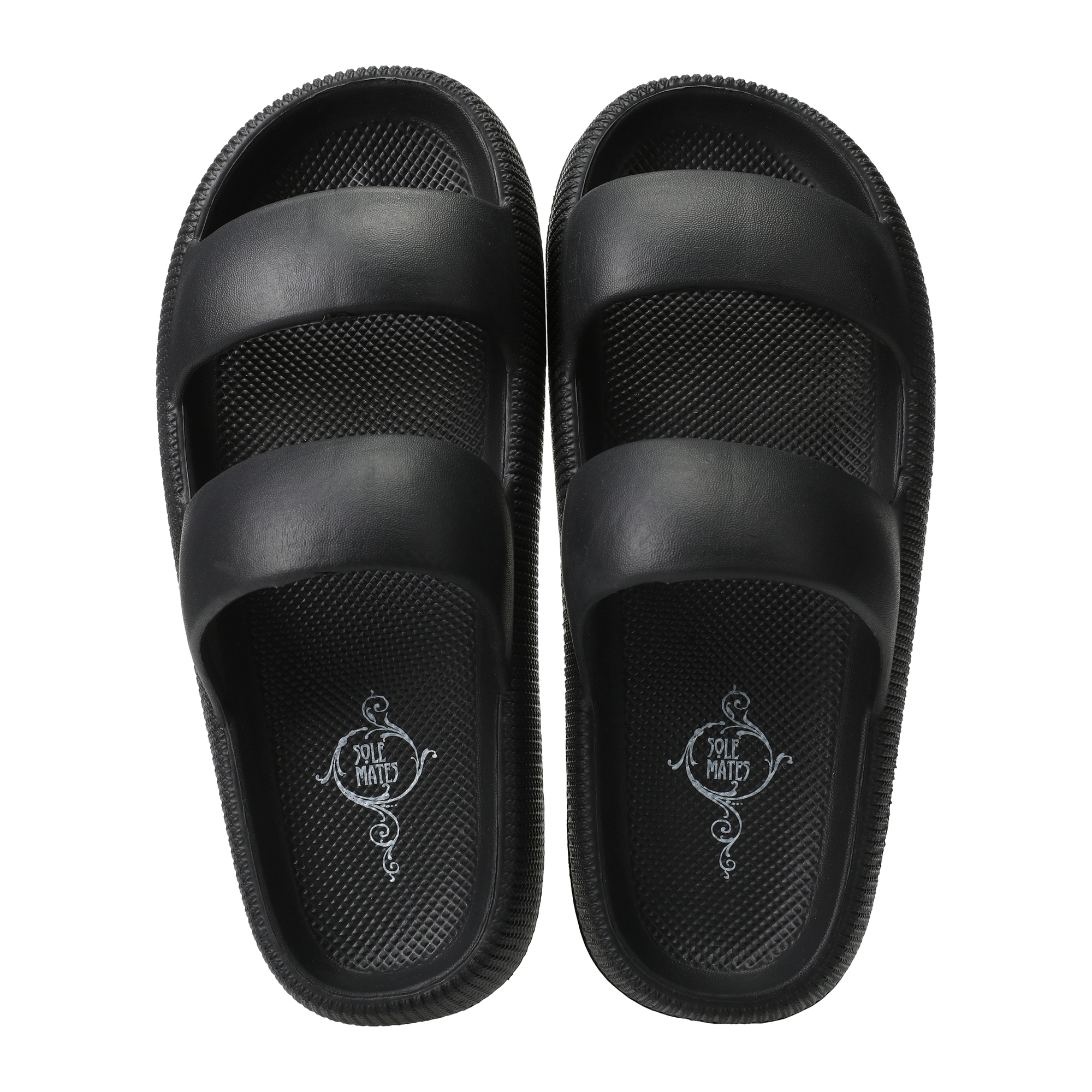 ladies green double band puff sole sandals