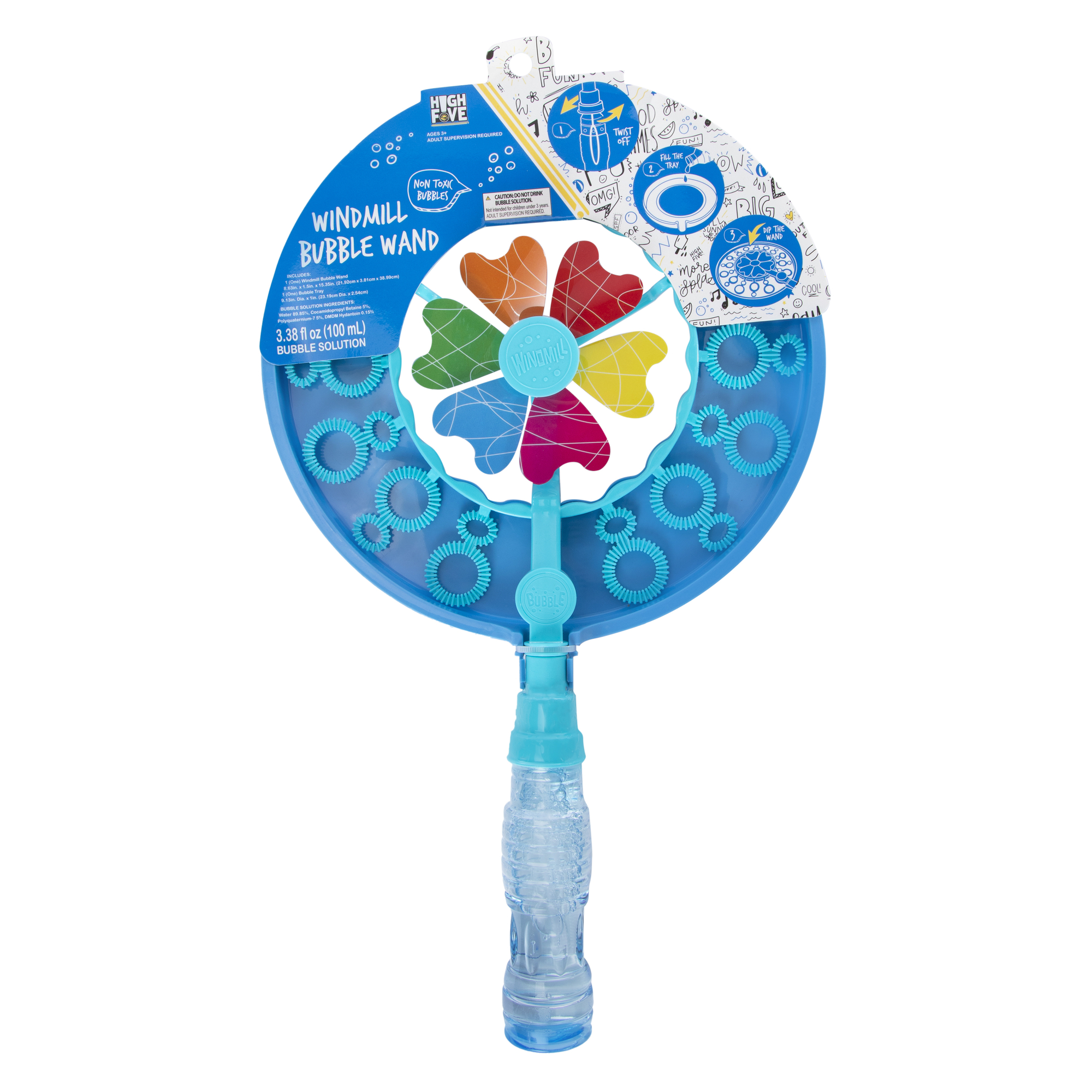 high five® windmill bubble wand & solution