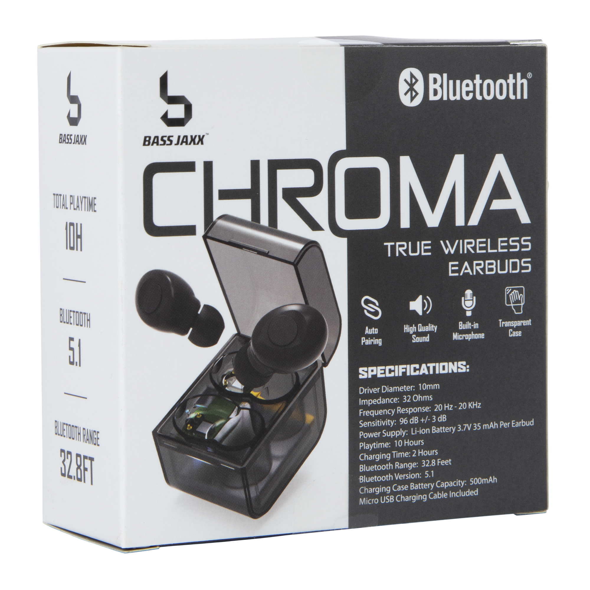 true wireless bluetooth® earbuds with case & mic