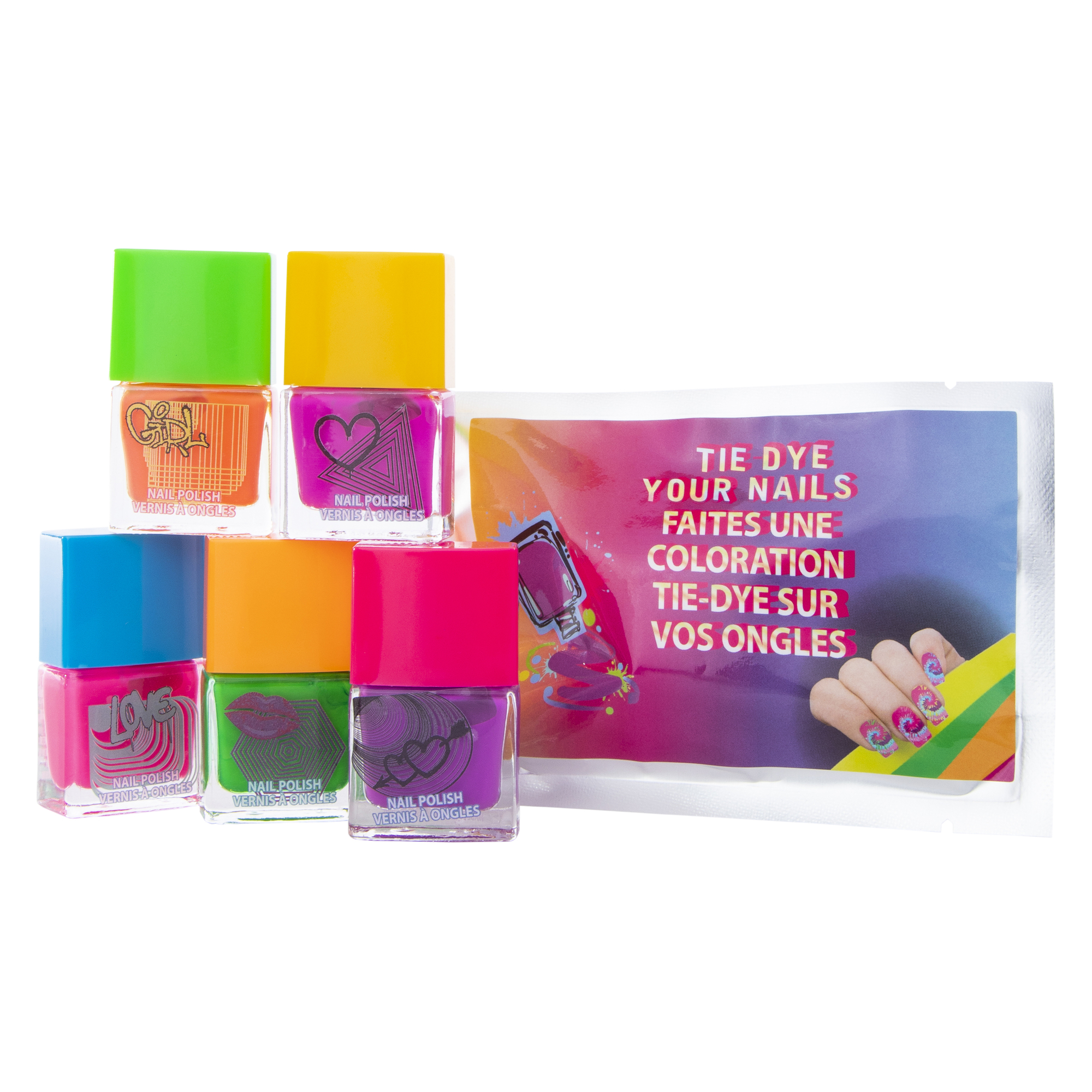 neon city tie dye & marble nail kit 8-piece