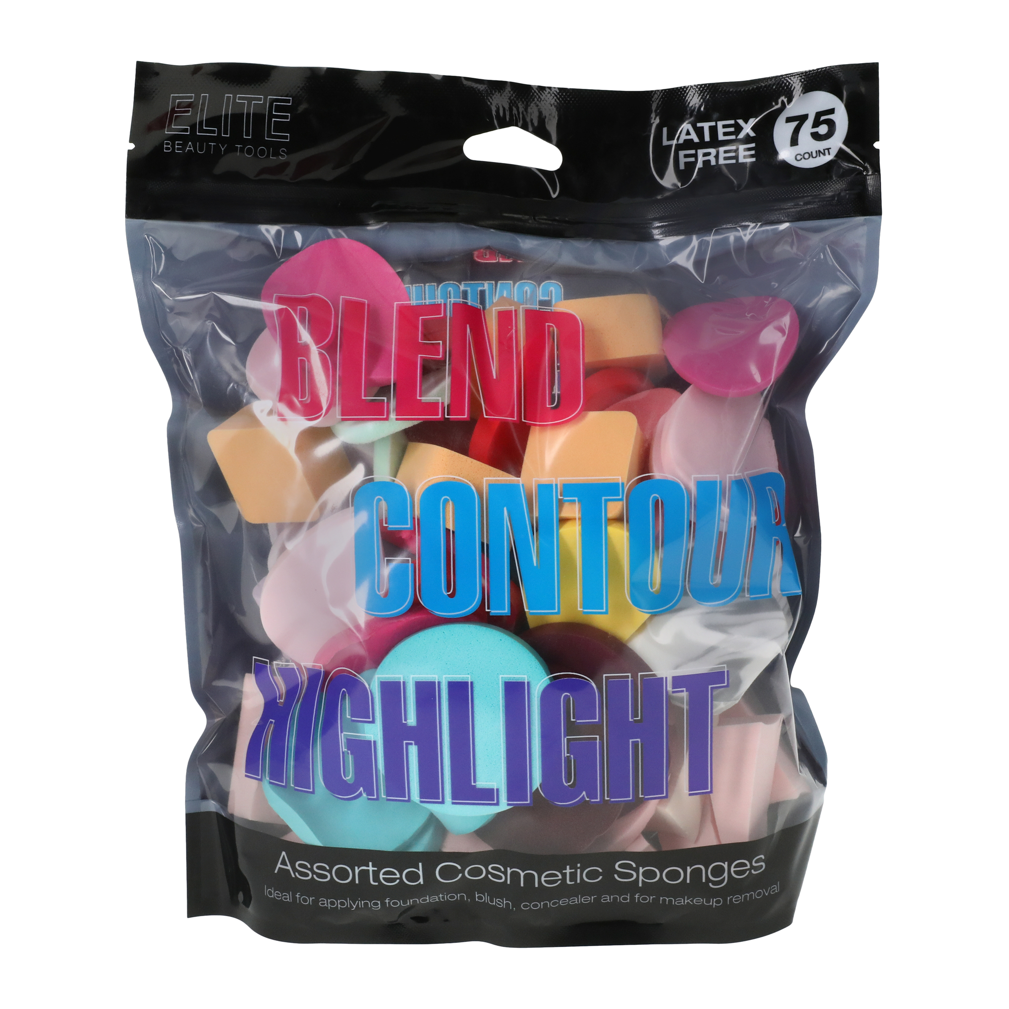 75-count assorted latex-free makeup sponges