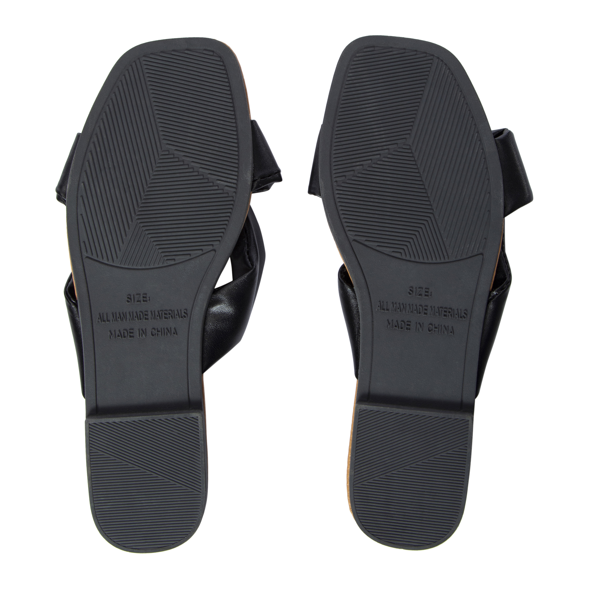 ladies black bow slip on sandals