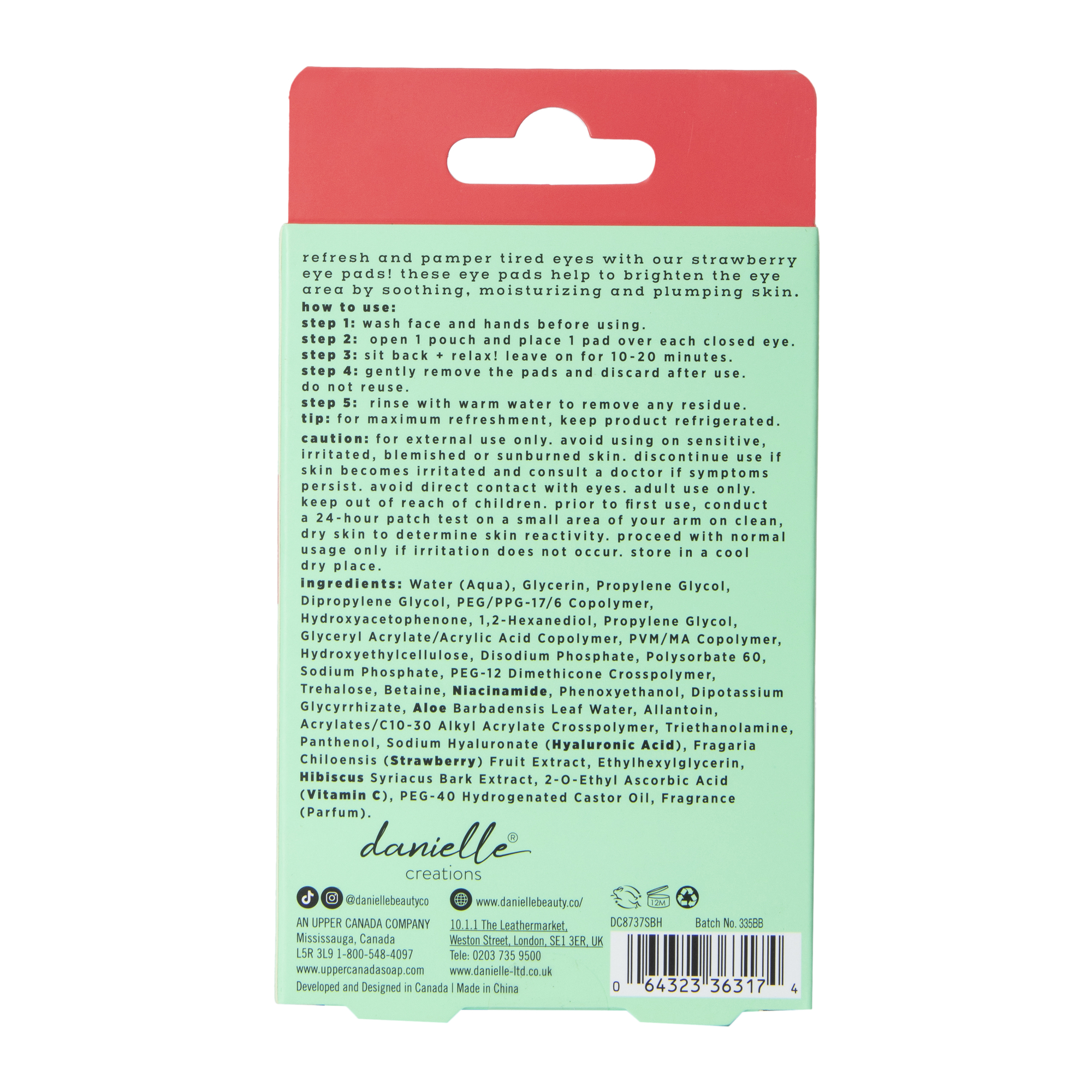 danielle creations® strawberry eye pads 10-count