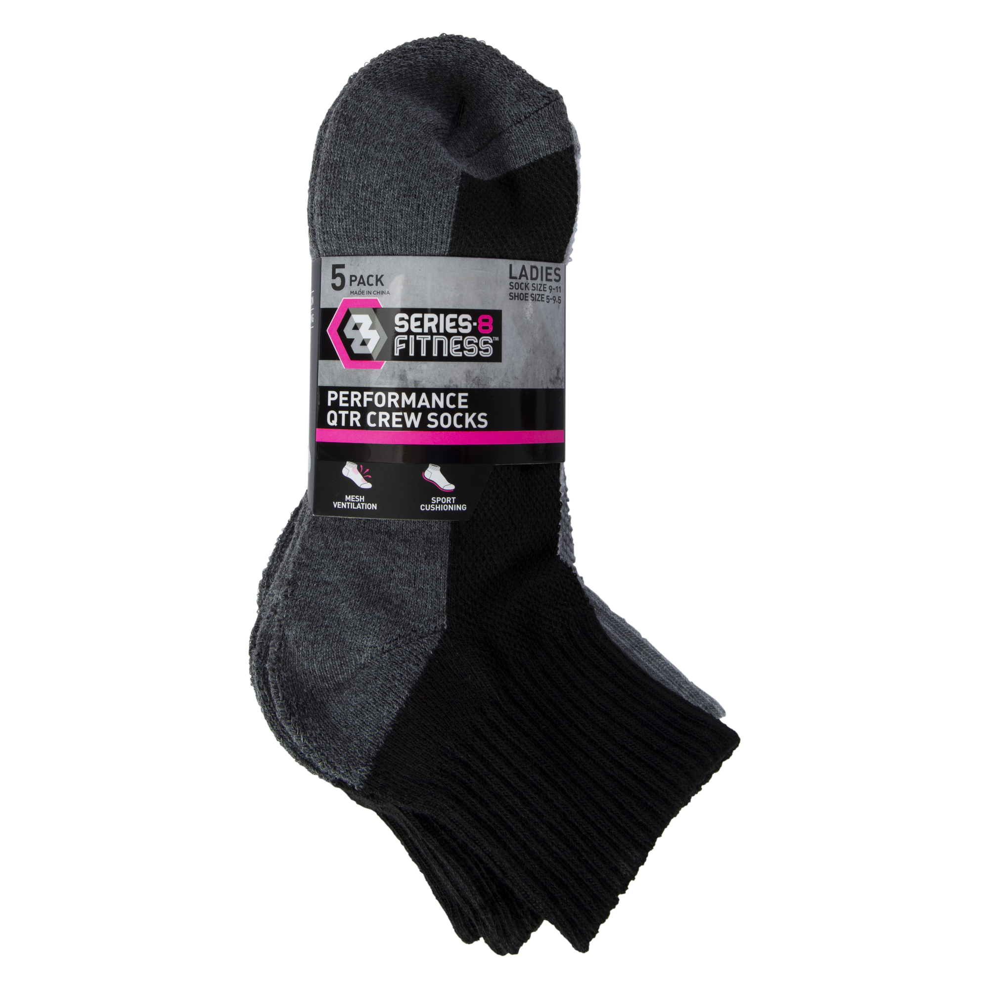 series-8 fitness™ performance quarter crew socks 5-pack