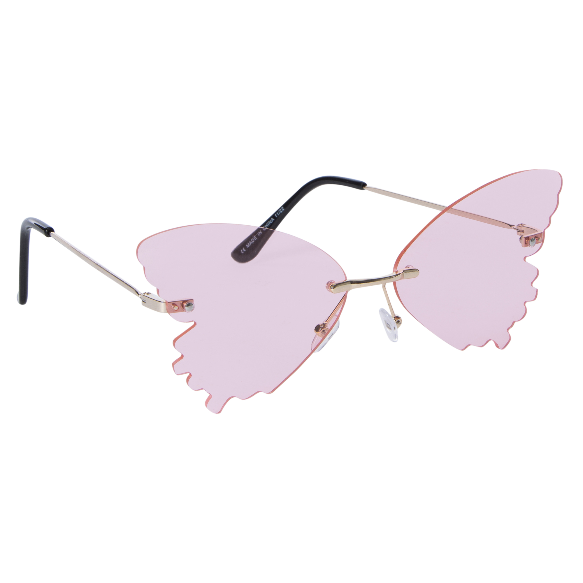 ladies frameless butterfly shaped sunglasses