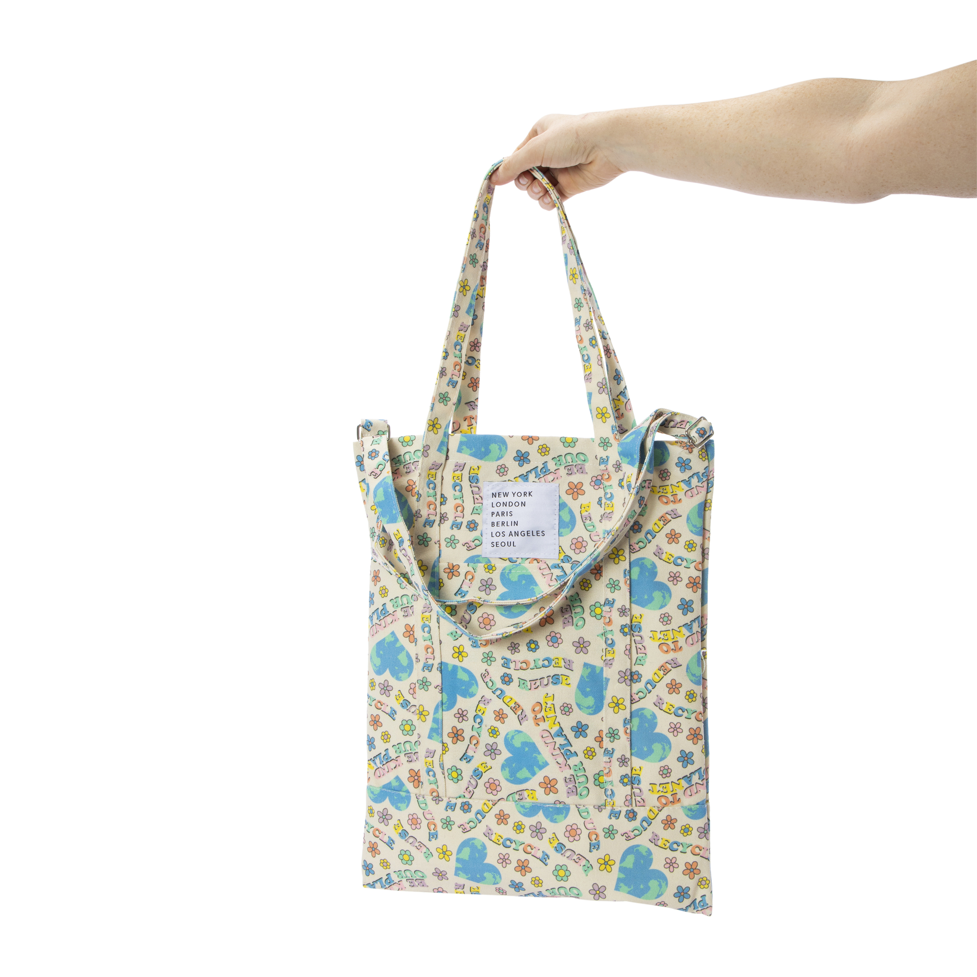 printed cotton canvas tote bag 17in x 13in Five Below