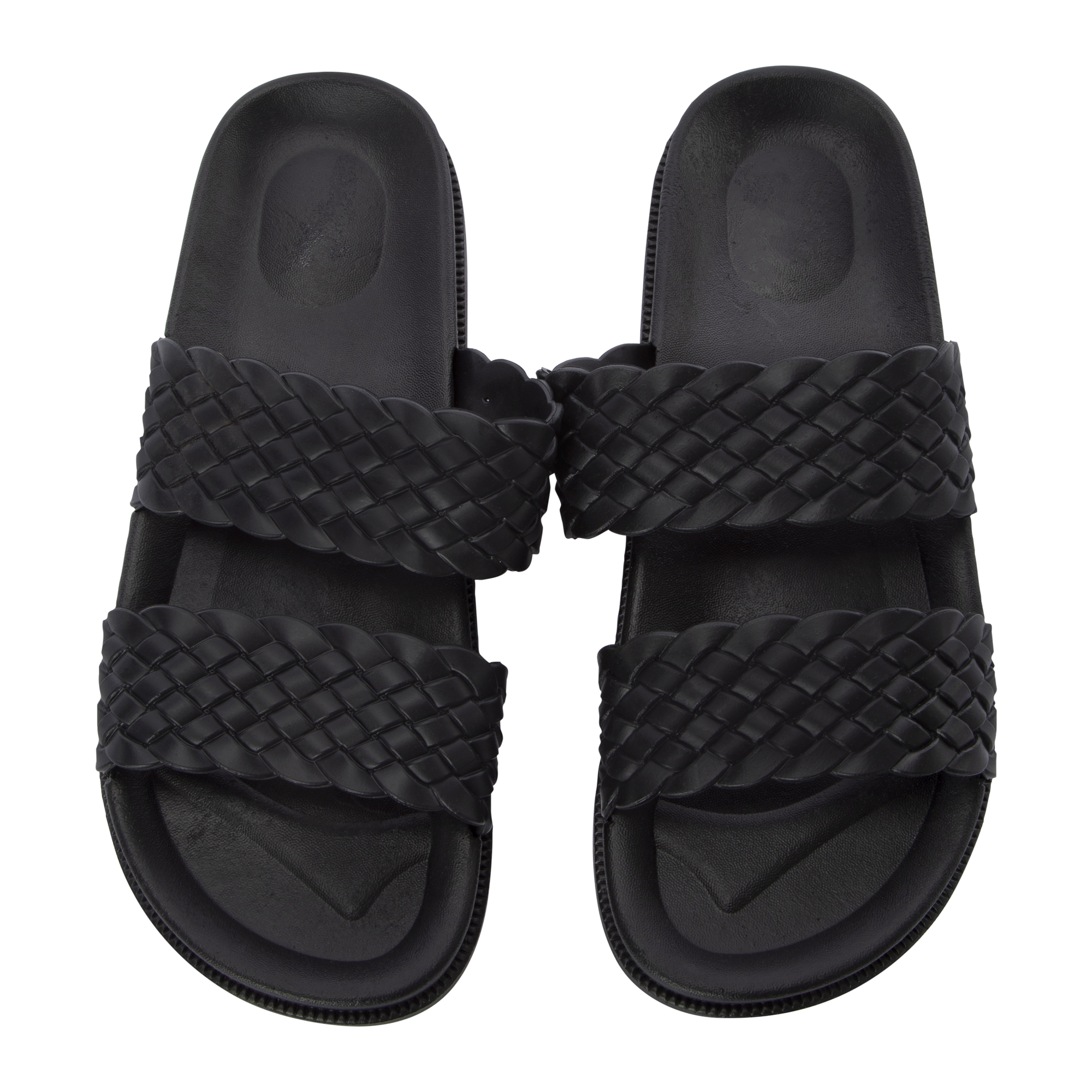 ladies black braided sandals