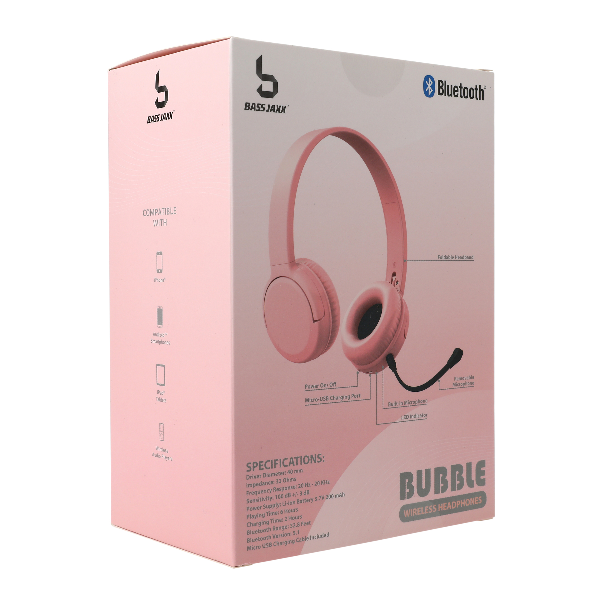 Five Below Bubble bluetooth wireless headphones with removable