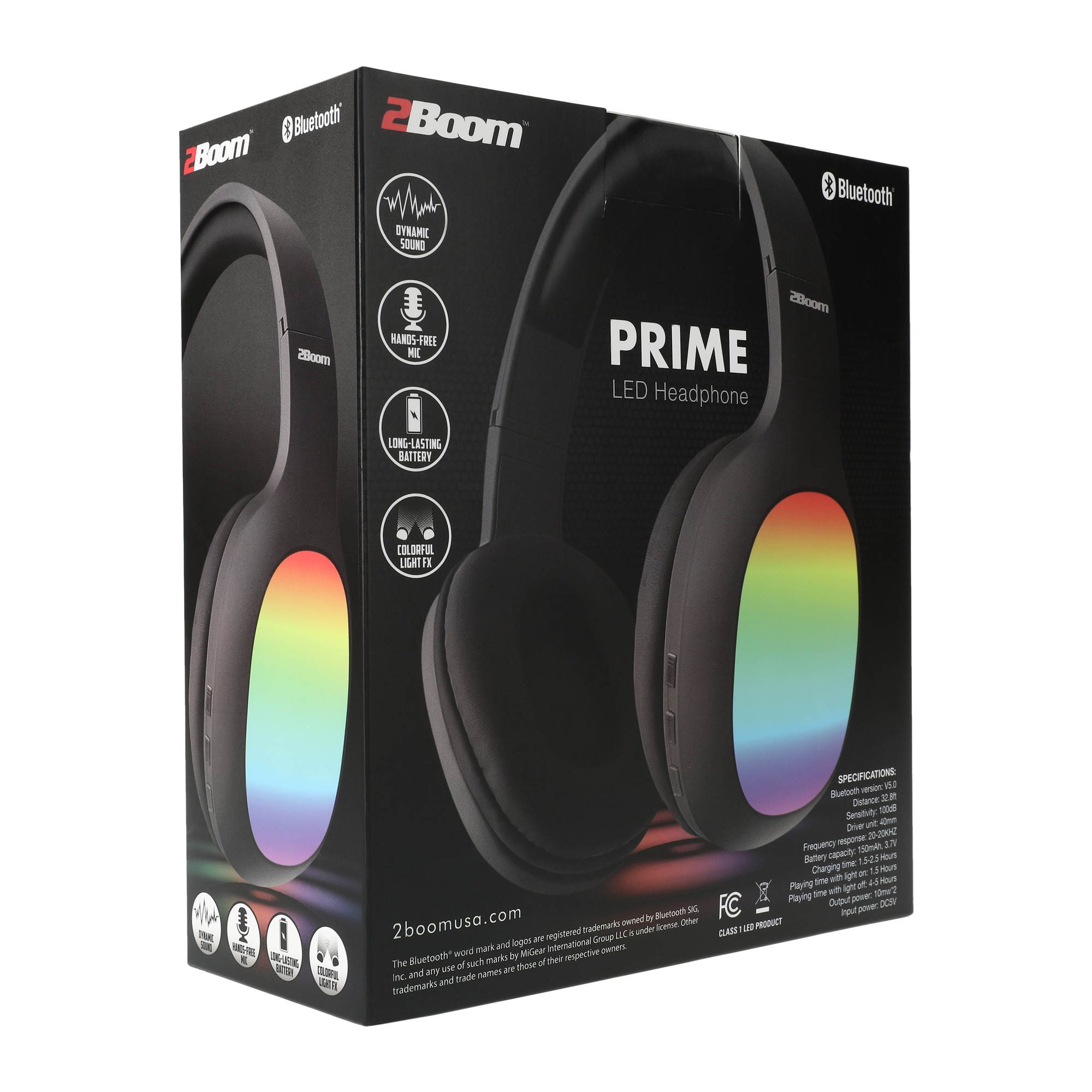 2Boom™ bluetooth® prime LED headphones with mic