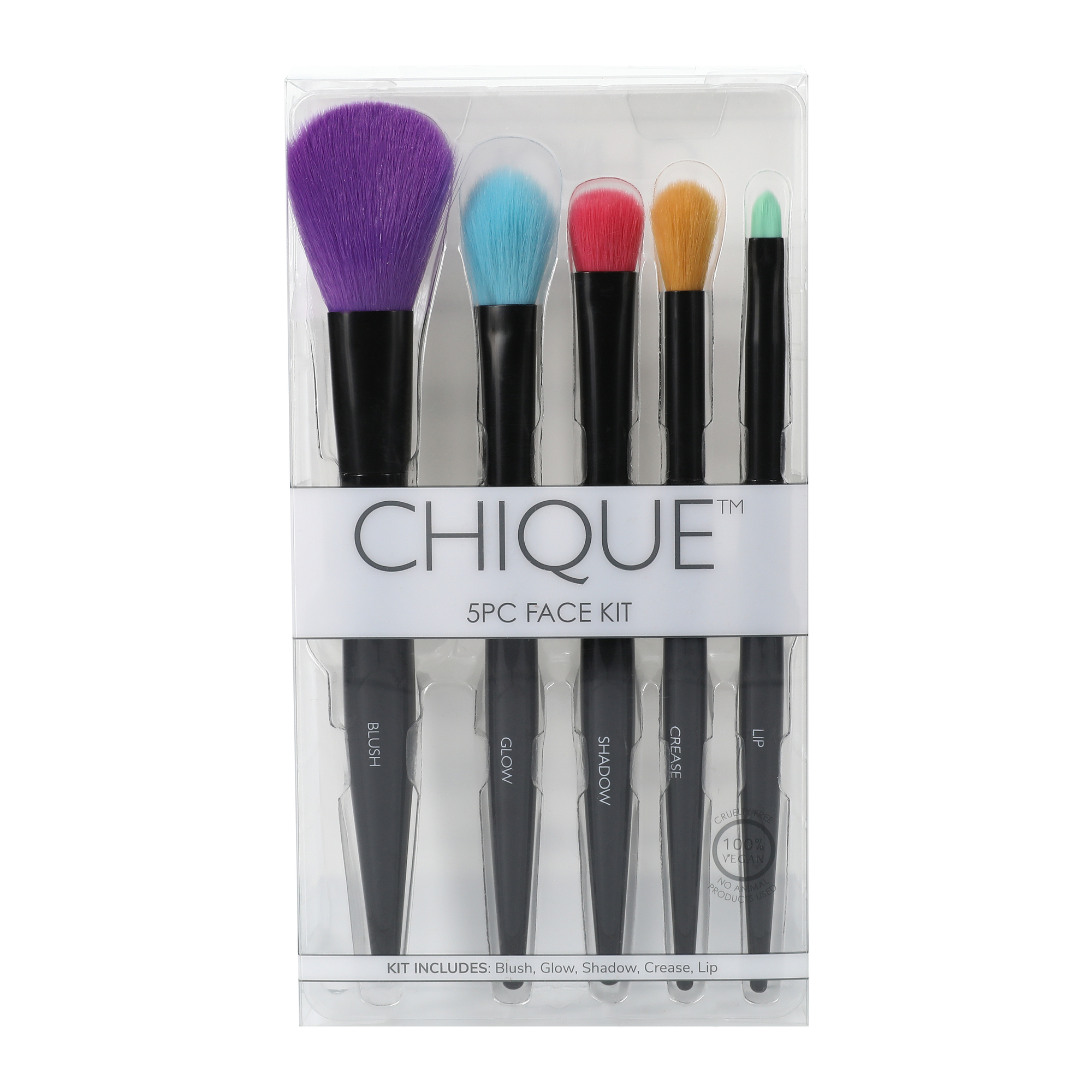 chique™ 5-piece face makeup brush set