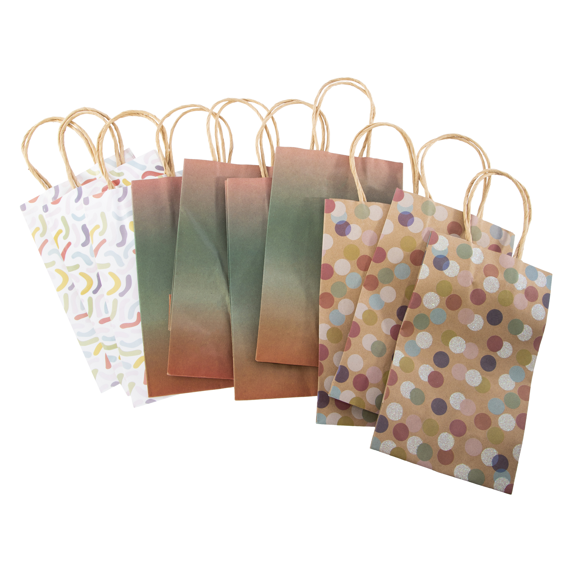 10-count small rainbow kraft paper gift bags